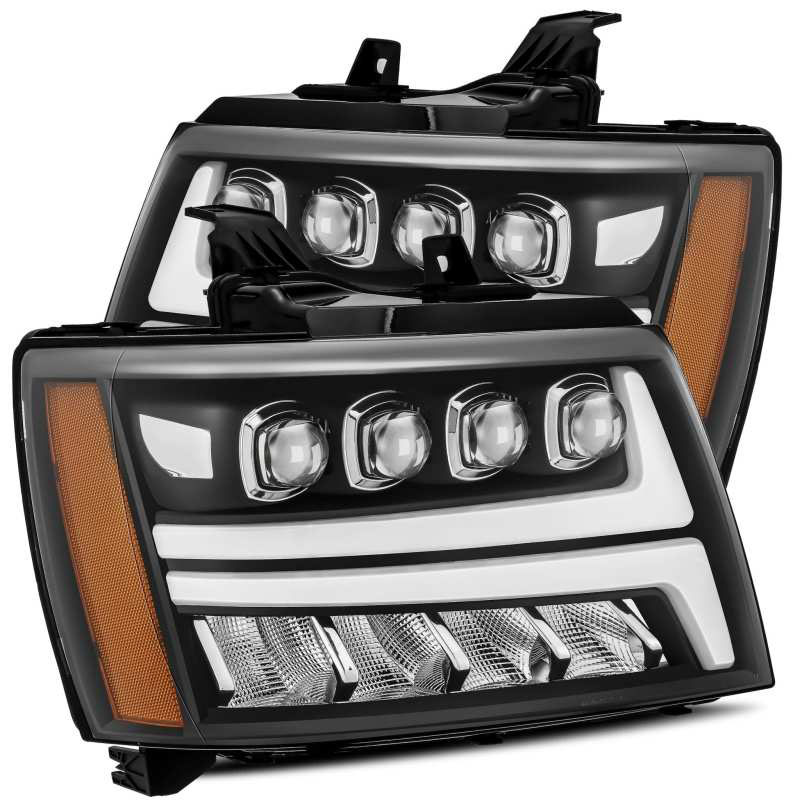 AlphaRex 880288 | Chevy Avalanche NOVA LED Proj Headlights Plank Style Matte Black w/Activ Light/DRL; 2007-2013