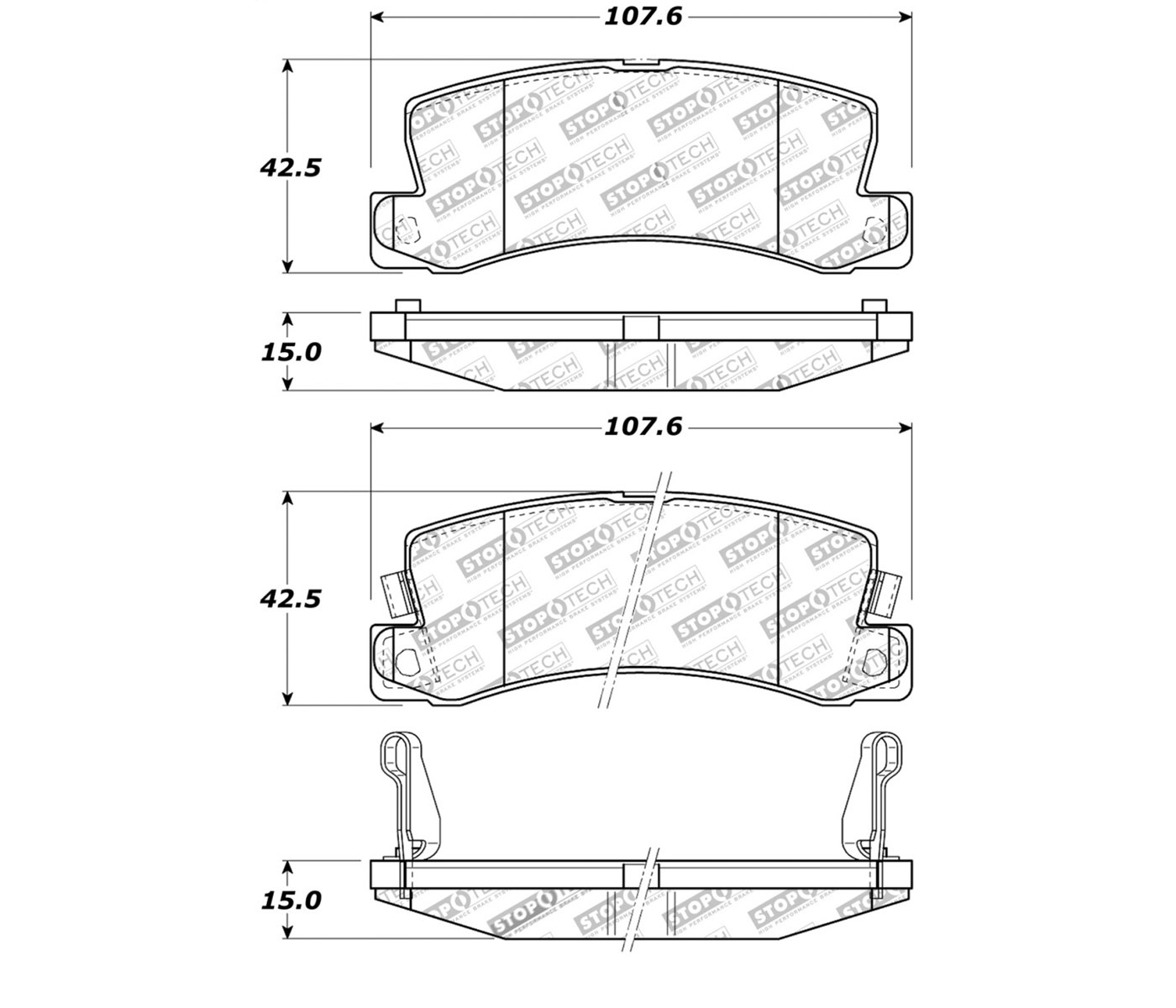 Stoptech 308.03250 | StopTech Street Brake Pads Toyota Celica GTS, Rear; 1986-1993