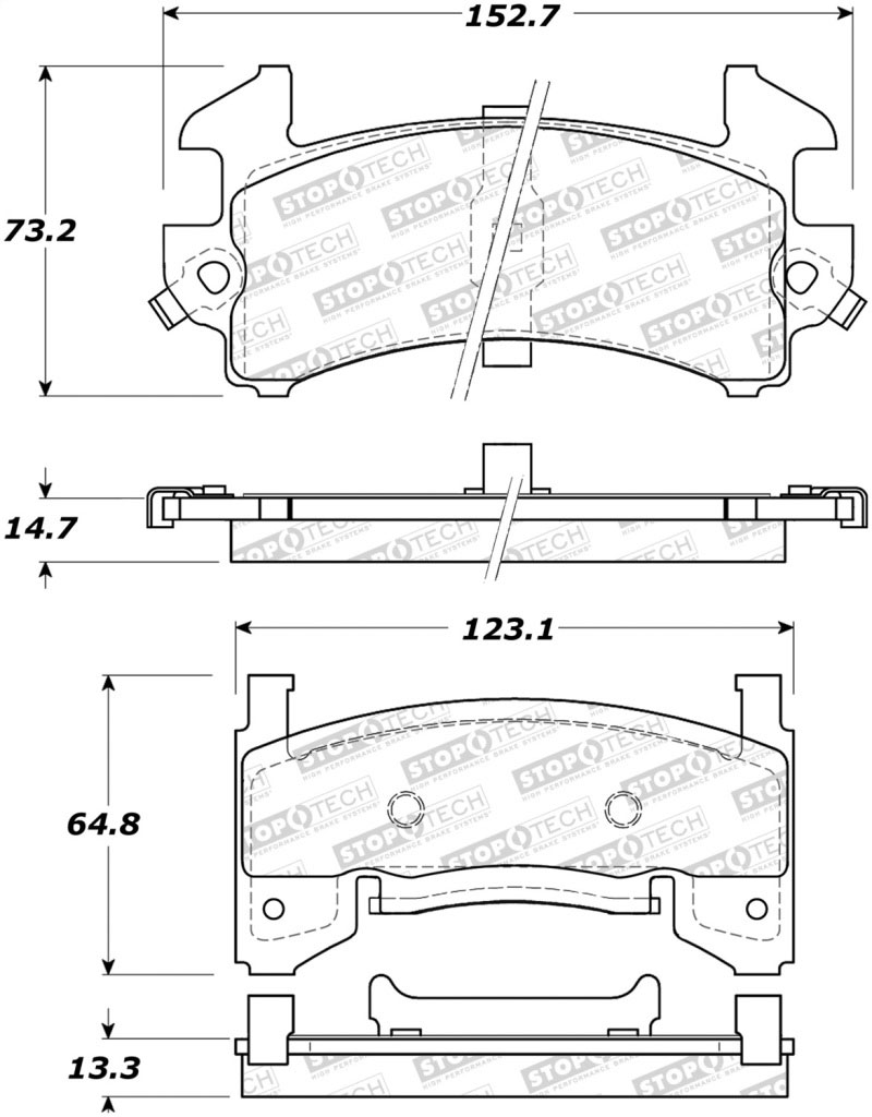 Stoptech 308.01540 | StopTech Street Brake Pads Pontiac Grand LeMans, Front; 1978-1983