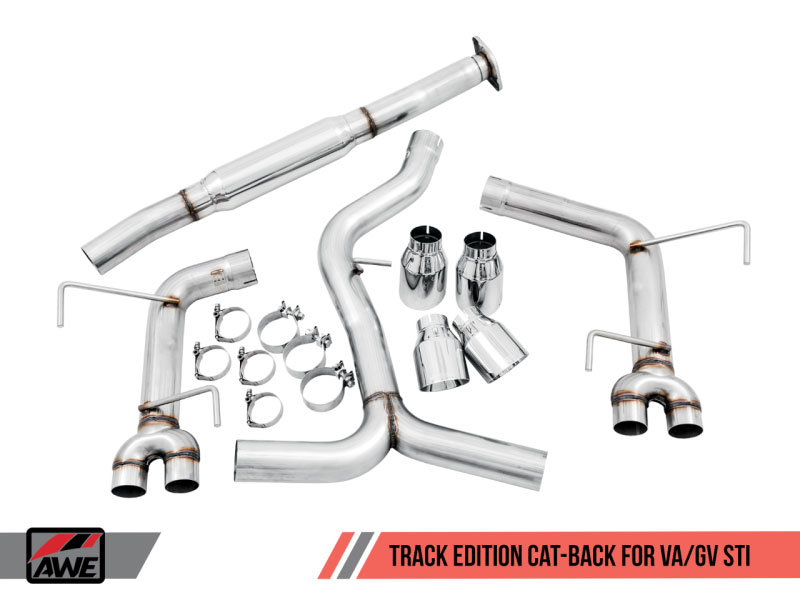 AWE Tuning 3020-42058 | Subaru WRX/STI VA/GV Sedan Track Edition Exhaust - Chrome Silver Tips (102mm); 2011-2018