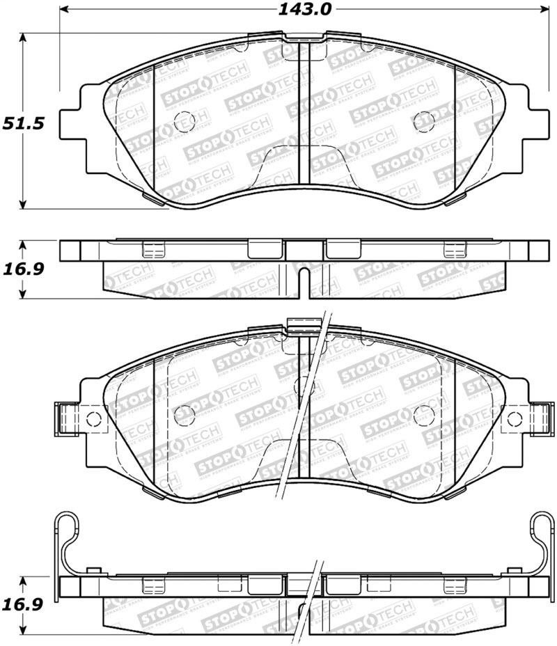 Stoptech 308.07970 | StopTech Street Brake Pads Chevrolet Aveo, Front; 2004-2017