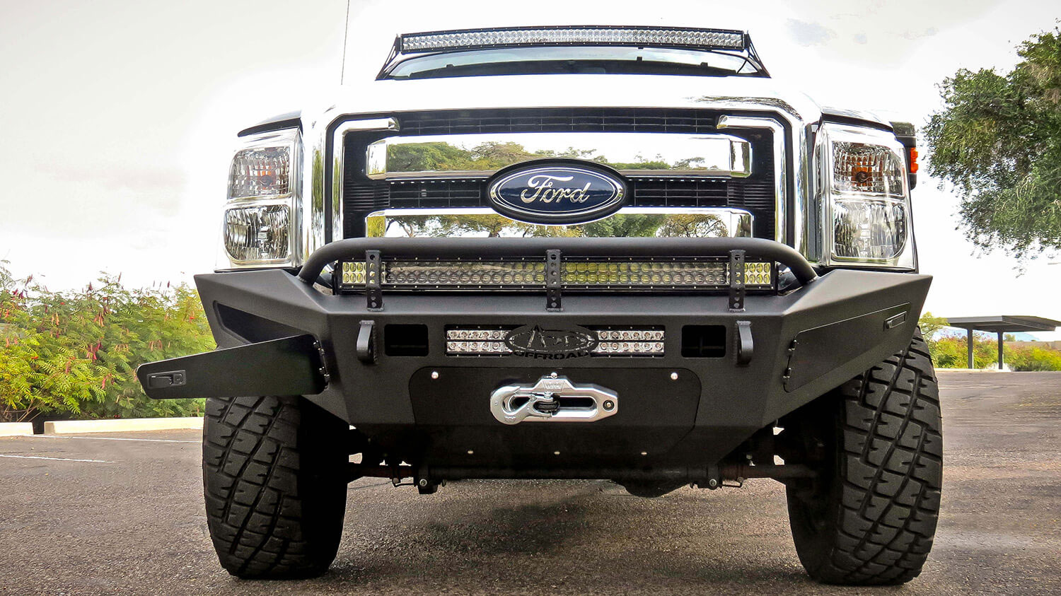 Addictive Desert Designs F067455030103 | Ford F-250 Super Duty HoneyBadger Front Bumper w/ Storage Box; 2011-2016