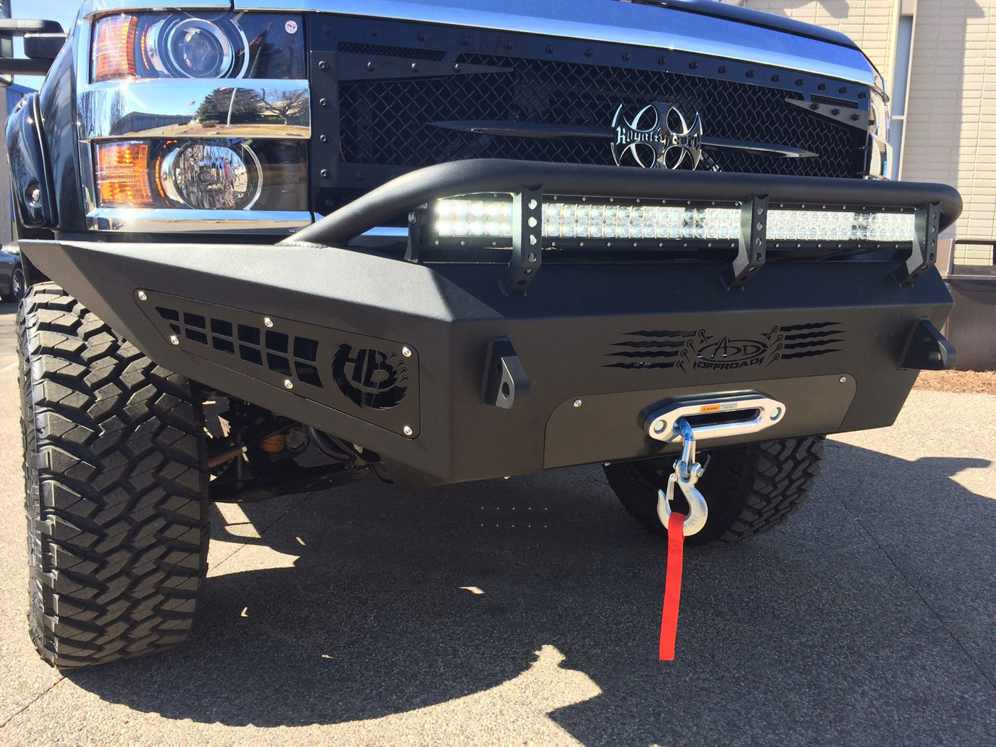 Addictive Desert Designs F347355000103 | Chevy Silverado 2500 HoneyBadger Front Bumper w/ Winch Mount; 2015-2018