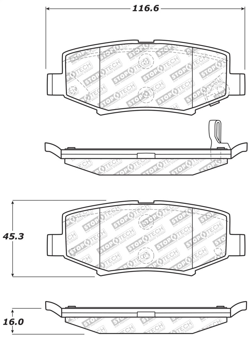 Stoptech 305.12740 | StopTech Street Select Brake Pads Jeep Liberty, Rear; 2008-2013