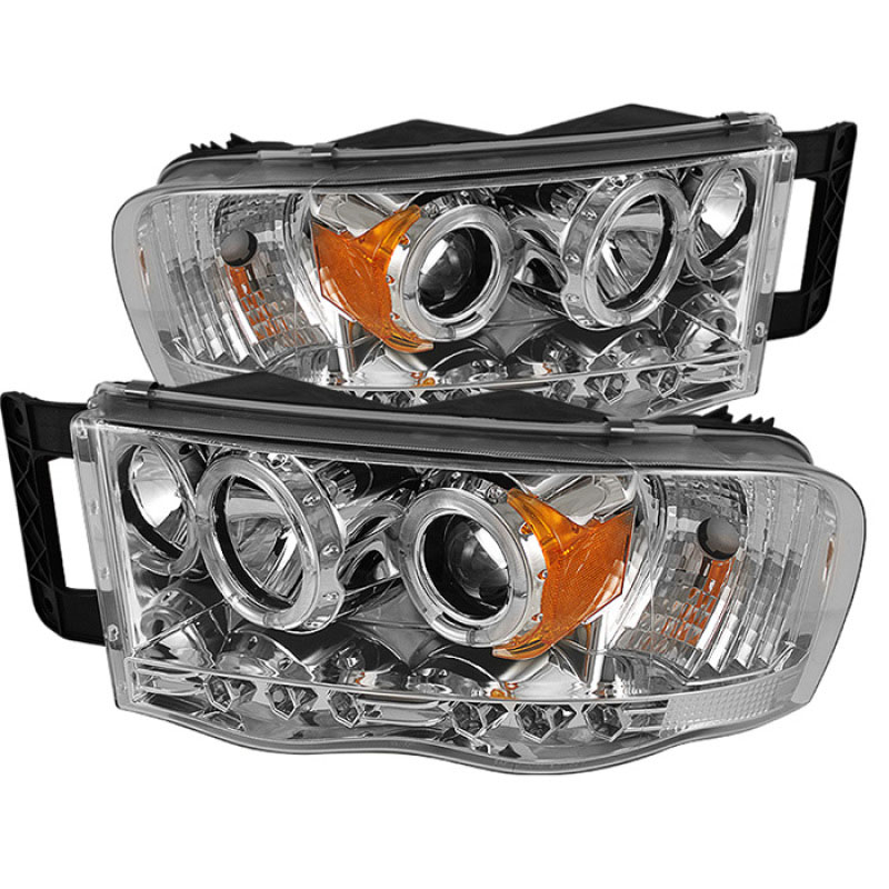 SPYDER 5009982 | Spyder Dodge Ram 1500 Halo LED ( Replaceable LEDs ) Projector Headlights - Chrome - (PRO-YD-DR02-HL-C); 2002-2005