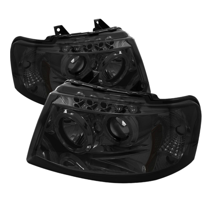 SPYDER 5033918 | Spyder Ford Expedition Halo LED ( Replaceable LEDs ) Projector Headlights - Smoke - (PRO-YD-FE03-HL-SM); 2003-2006