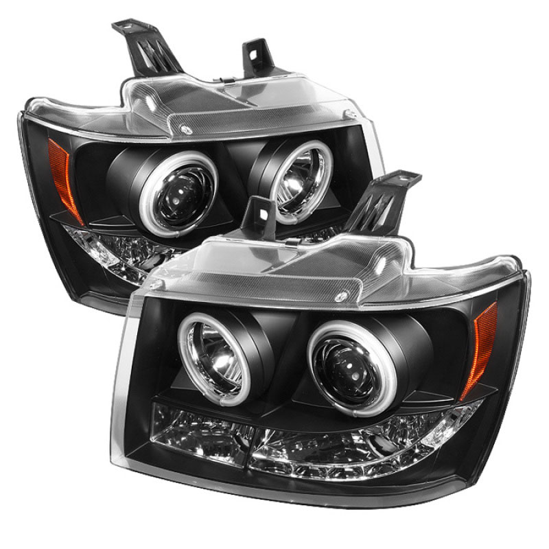 SPYDER 5030047 | Spyder Chevrolet Avalanche CCFL LED ( Replaceable LEDs ) Projector Headlights - Black - (PRO-YD-CSUB07-CCFL-BK); 2007-2013