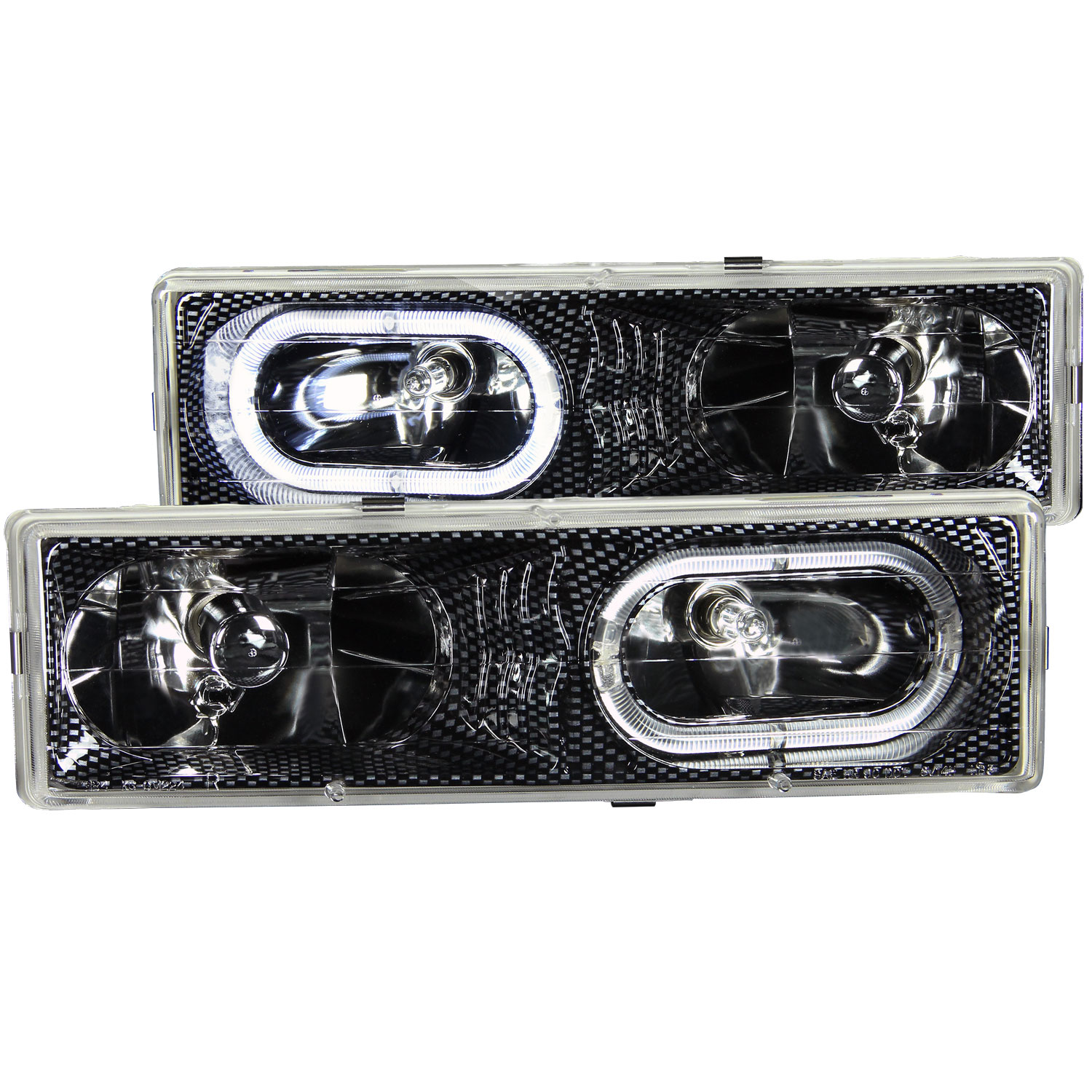 ANZO 111005 | USA Chevrolet Blazer Full Size (K5) Crystal Headlights Carbon W/ Halo; 1992-1994