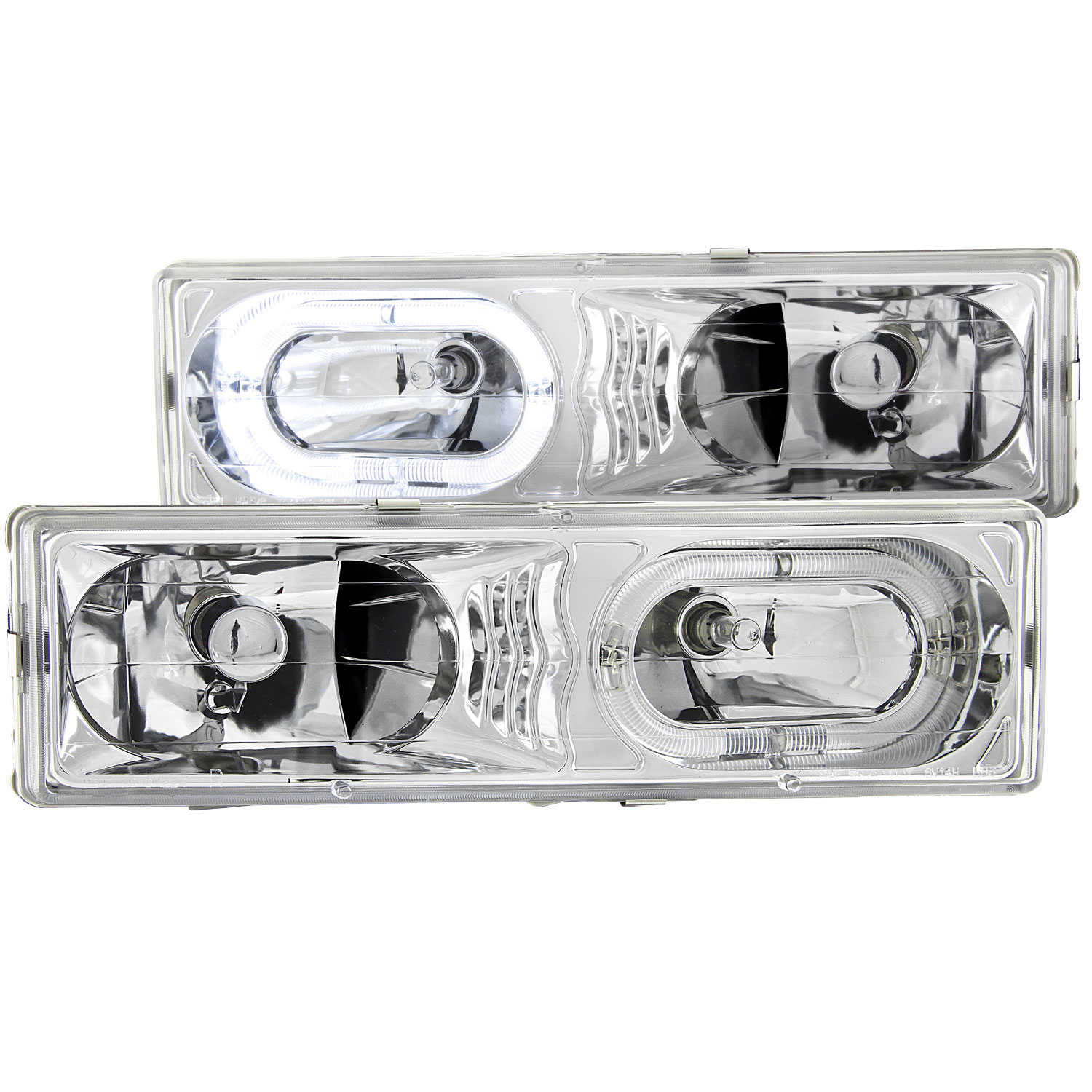 ANZO 111006 | USA GMC Yukon Crystal Headlights Chrome W/ Halo; 1992-1999