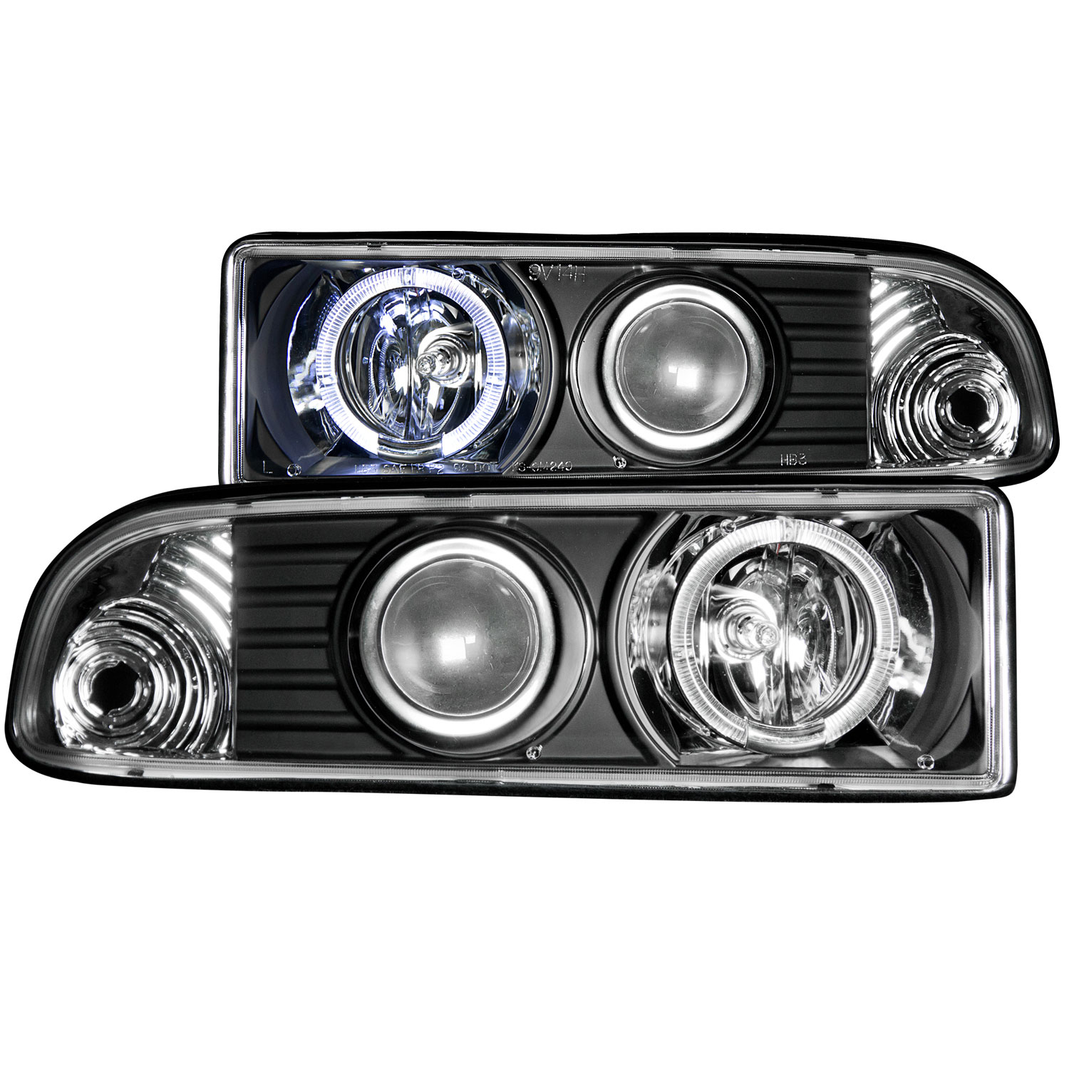 ANZO 111015 | USA Chevrolet S-10 Projector Headlights W/ Halo Black; 1998-2005