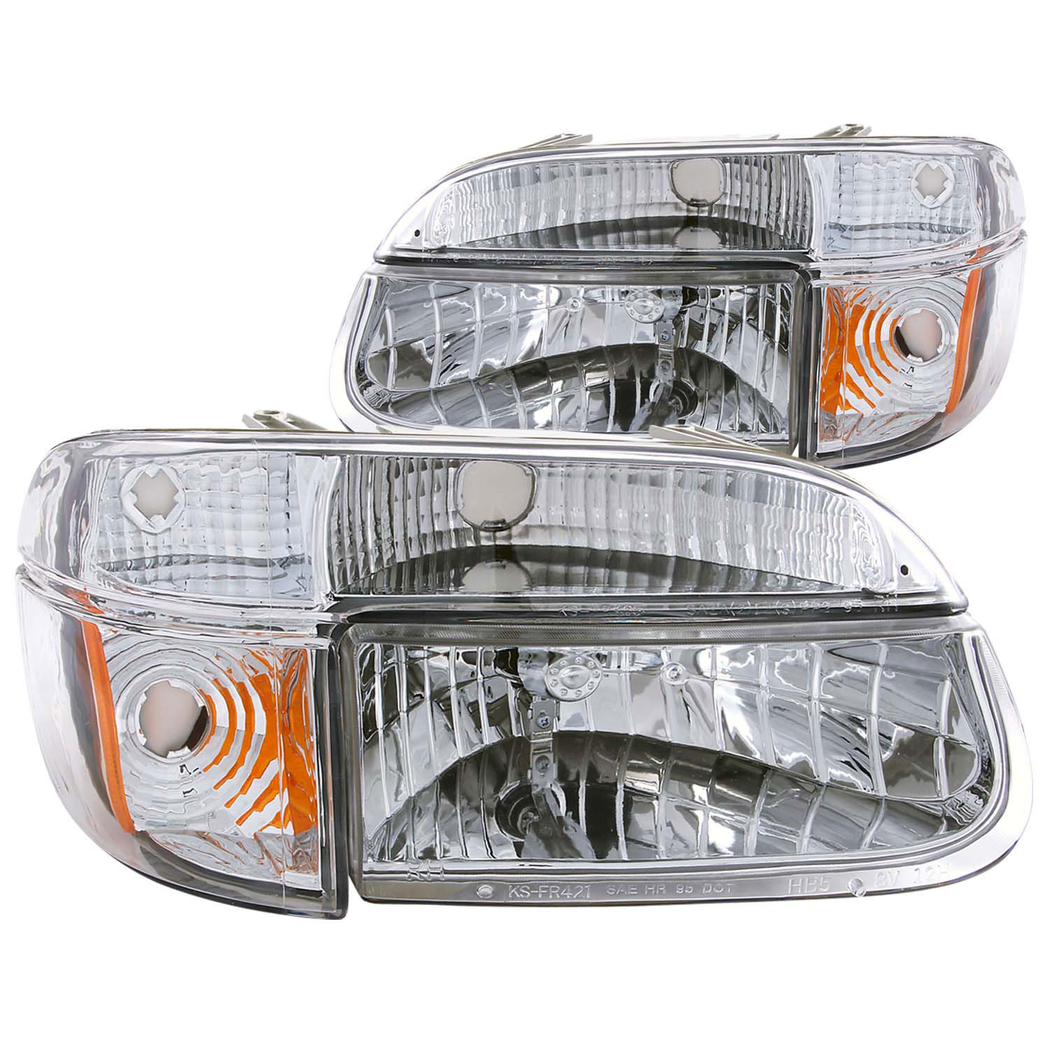 ANZO 111040 | USA Ford Explorer Crystal Headlights Chrome W/ Corner Lights 2pc; 1995-2001