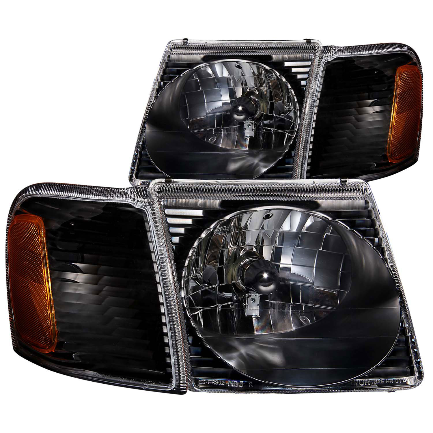 ANZO 111041 | USA Ford Explorer Sport Trac Crystal Headlights Black; 2001-2005