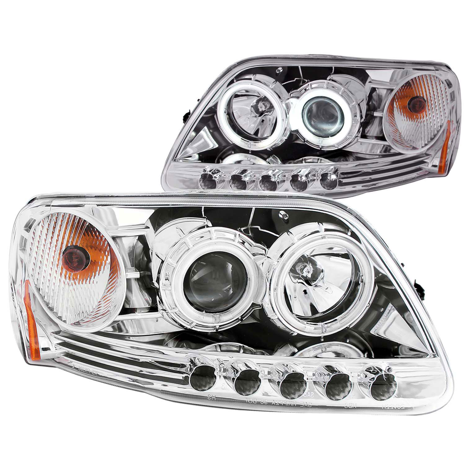 ANZO 111054 | USA Ford Expedition Projector Headlights W/ Halo Chrome 1pc; 1997-2002