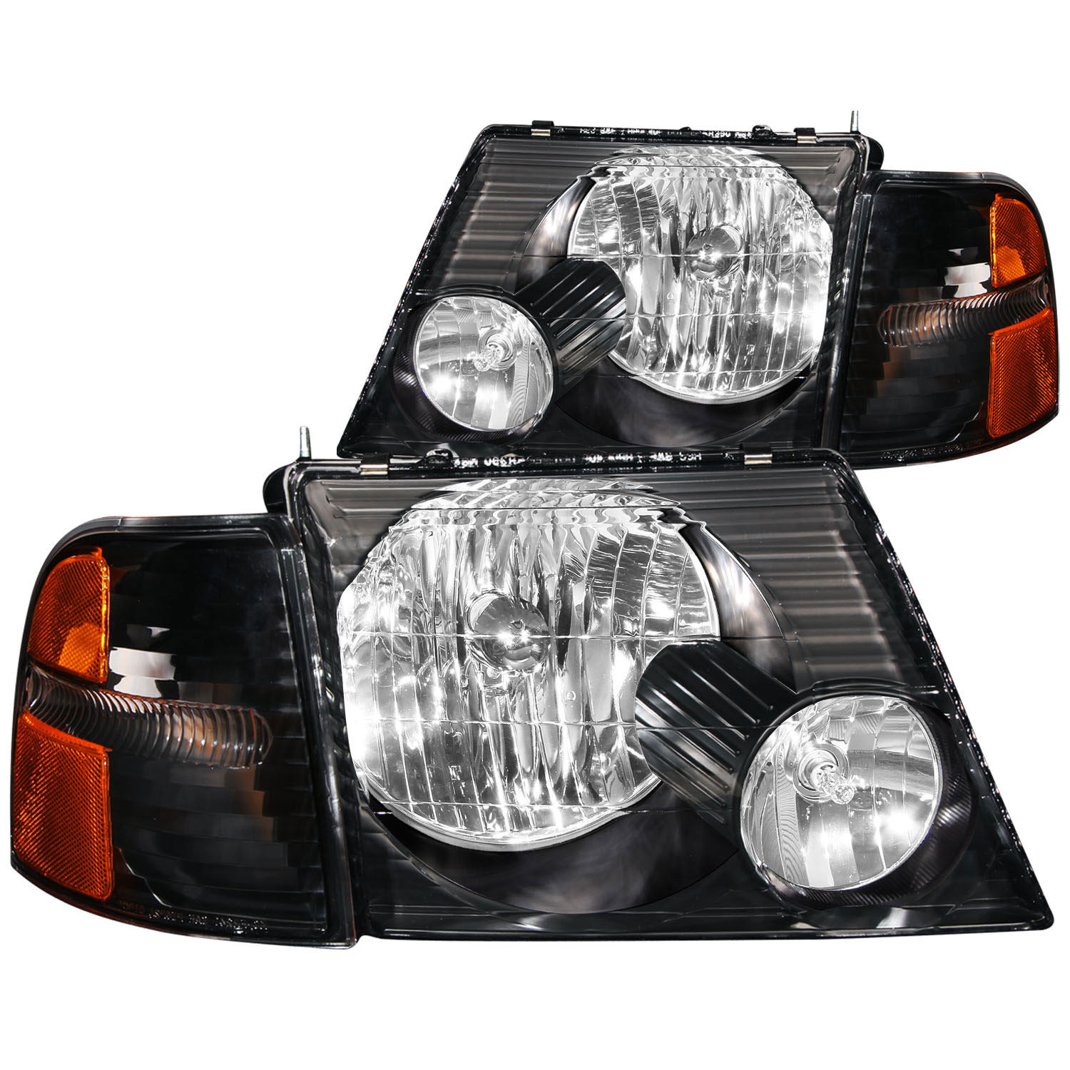 ANZO 111071 | USA Ford Explorer Crystal Headlights Black W/ Corner Lights 2pc; 2002-2005