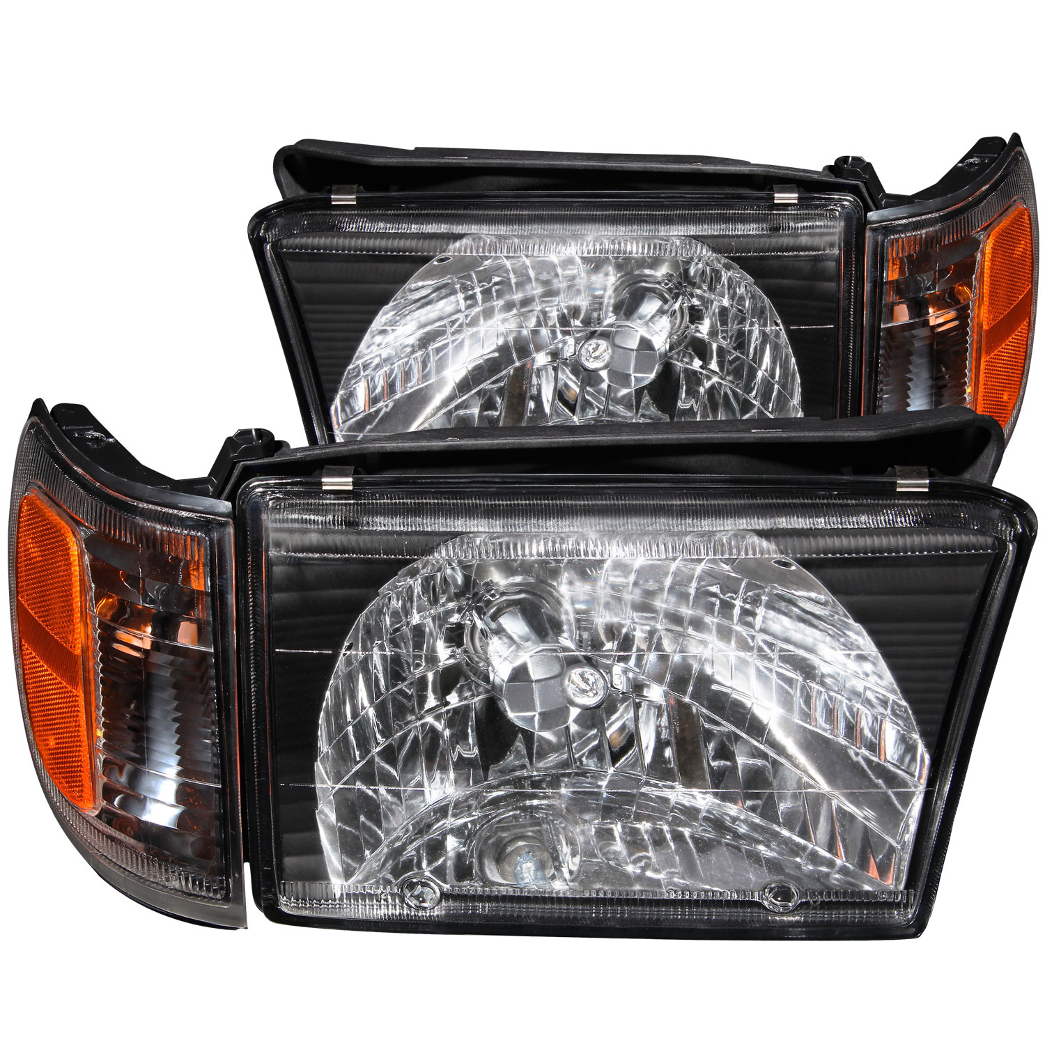 ANZO 111077 | USA Toyota 4runner Crystal Headlights Black; 1999-2002