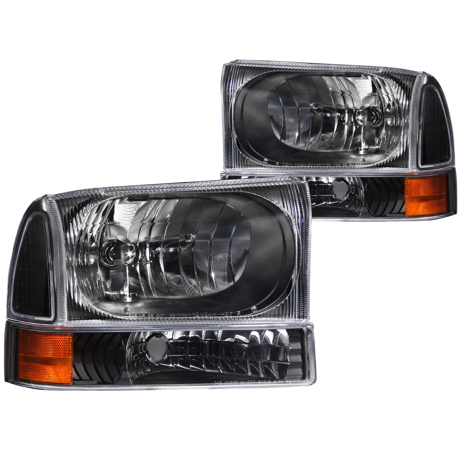 ANZO 111080 | USA Ford Excursion Crystal Headlights Black; 2000-2004