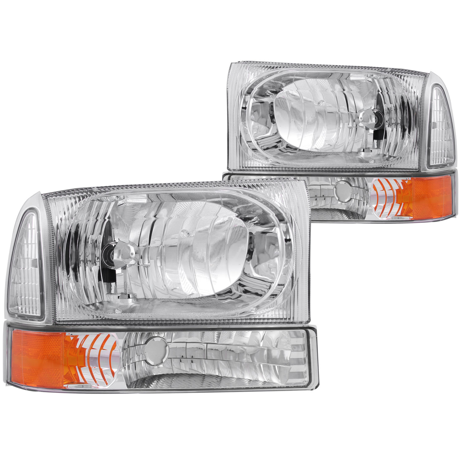 ANZO 111081 | USA Ford Excursion Crystal Headlights Chrome W/ Led 1pc; 2000-2004