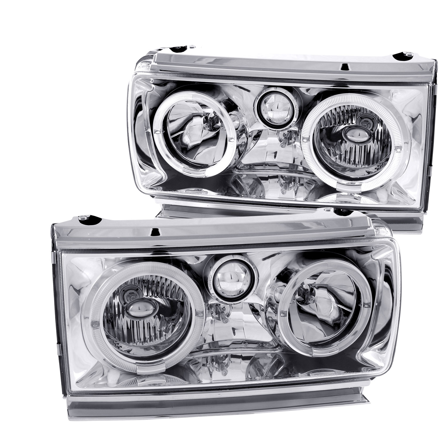 ANZO 111092 | USA Toyota Land Cruiser Crystal Headlights W/ Halo Chrome; 1991-1994