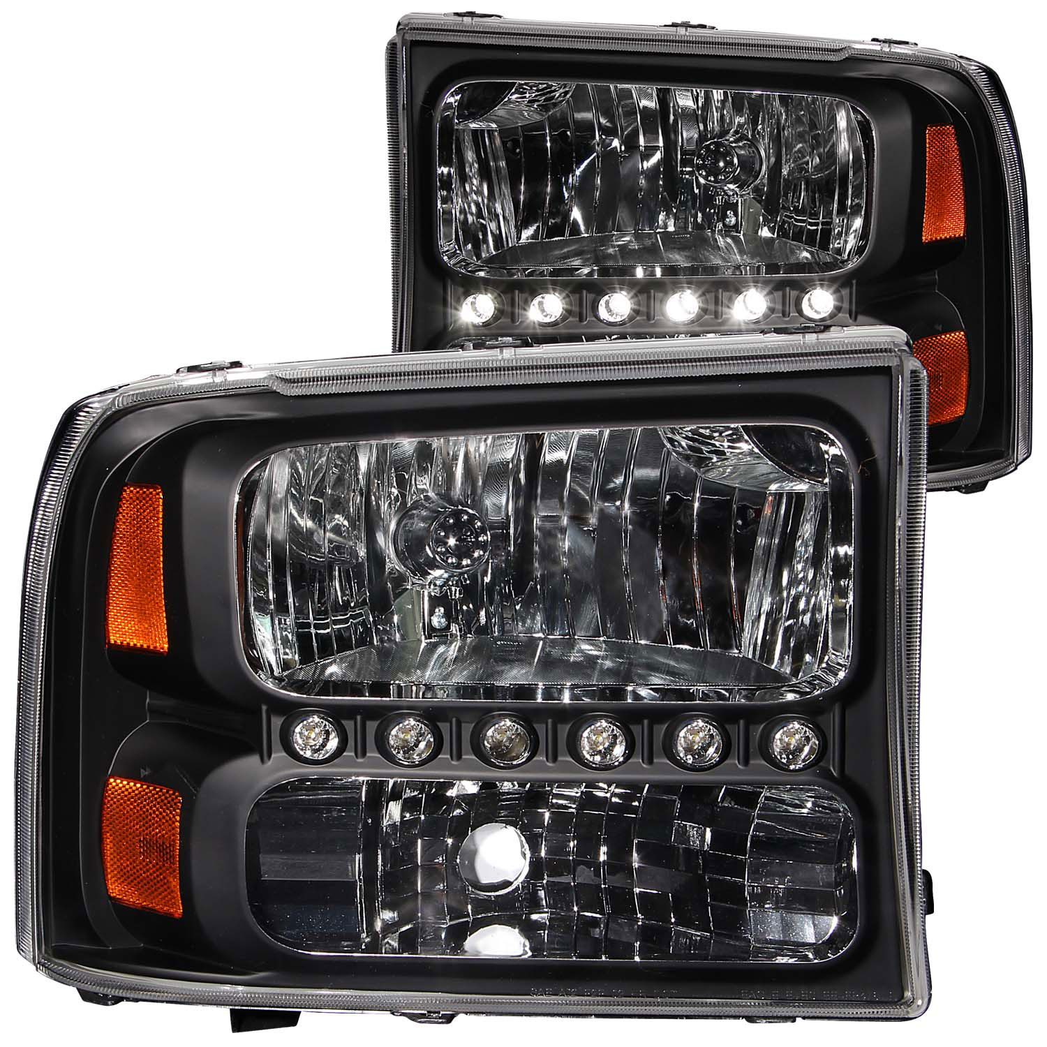 ANZO 111106 | USA Ford Excursion Crystal Headlights Black W/ Led 1pc; 2000-2004