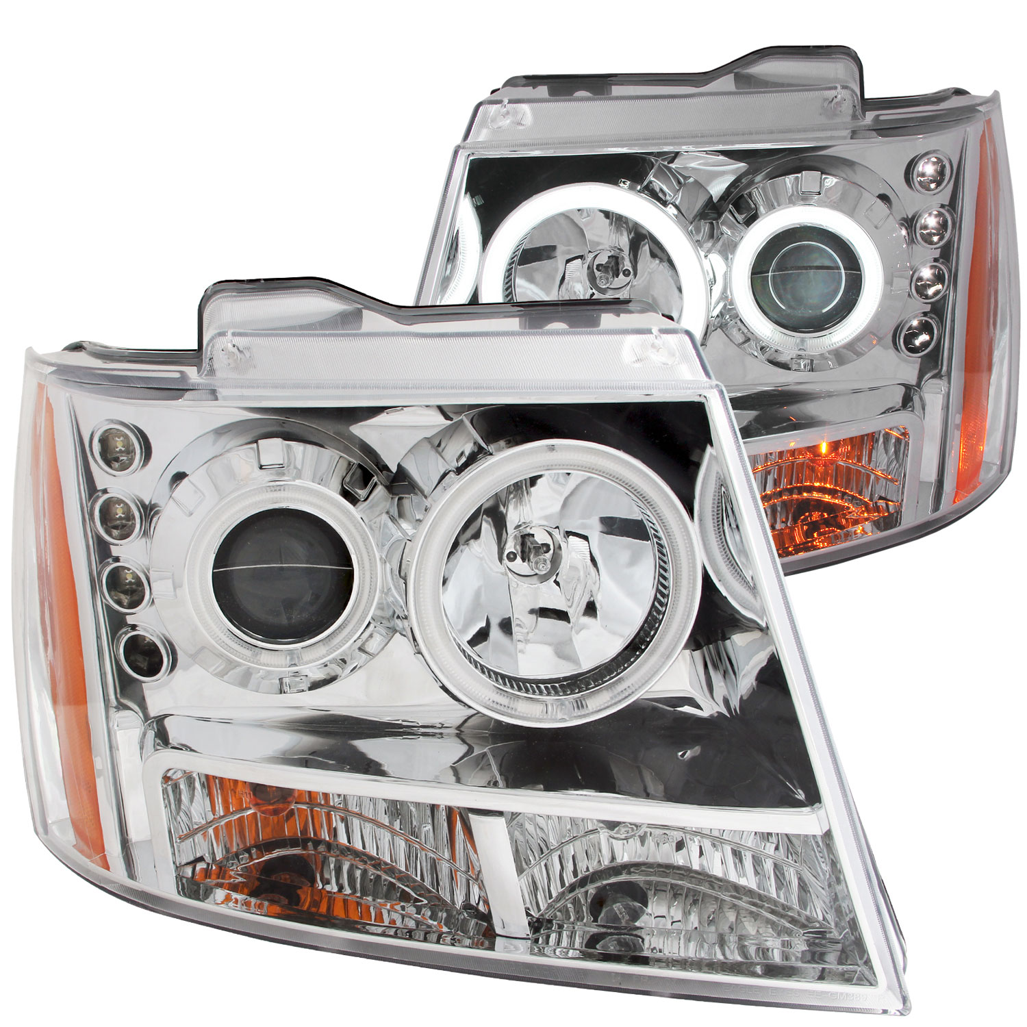 ANZO 111108 | USA Chevrolet Suburban Projector Headlights W/ Halo Chrome; 2007-2014