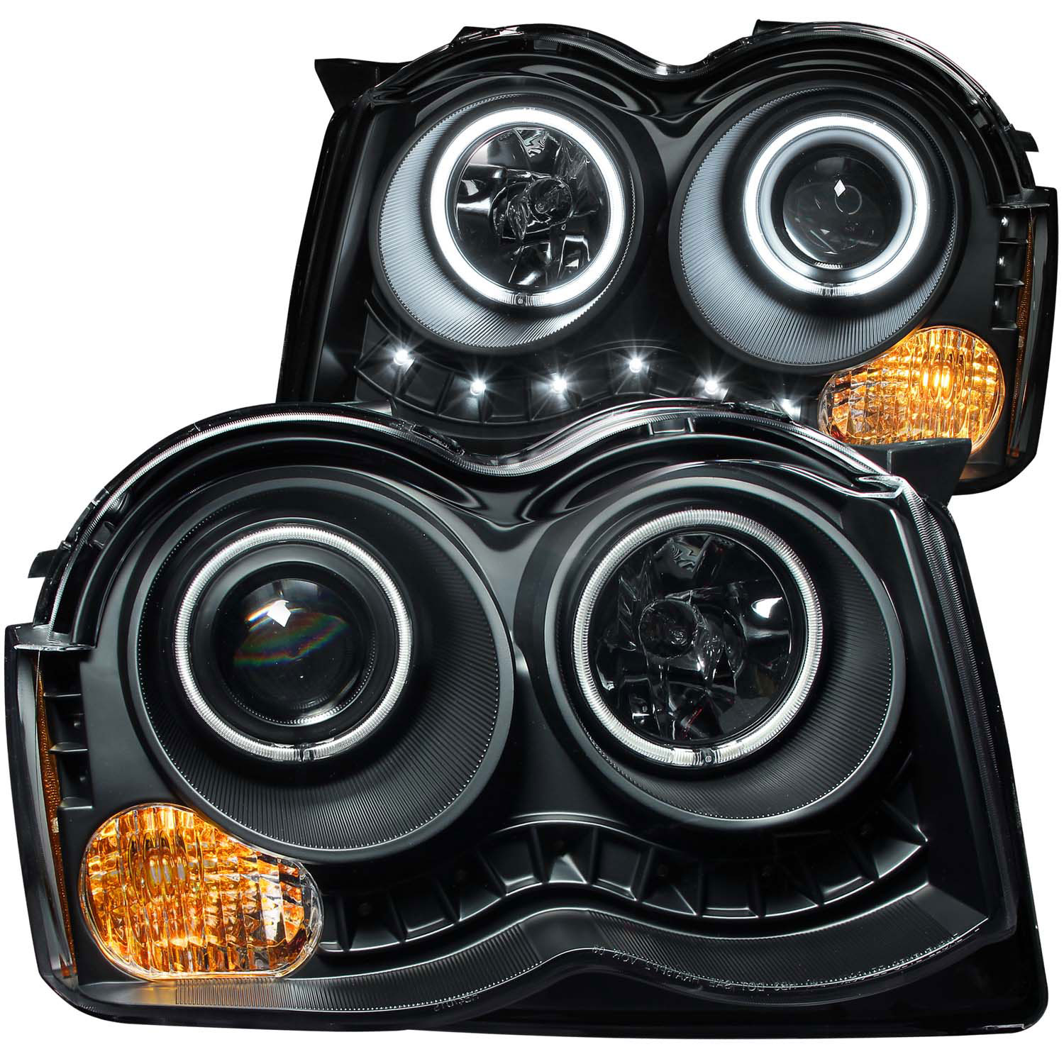 ANZO 111213 | USA Jeep Grand Cherokee Projector Headlights W/ Halo Black (Ccfl); 2008-2010