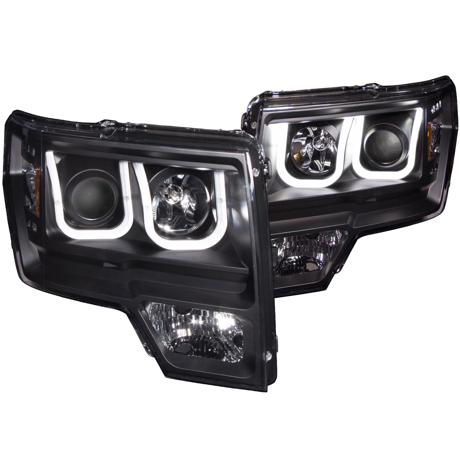 ANZO 111263 | USA Ford Raptor Projector Headlights W/ U-Bar Black; 2009-2014