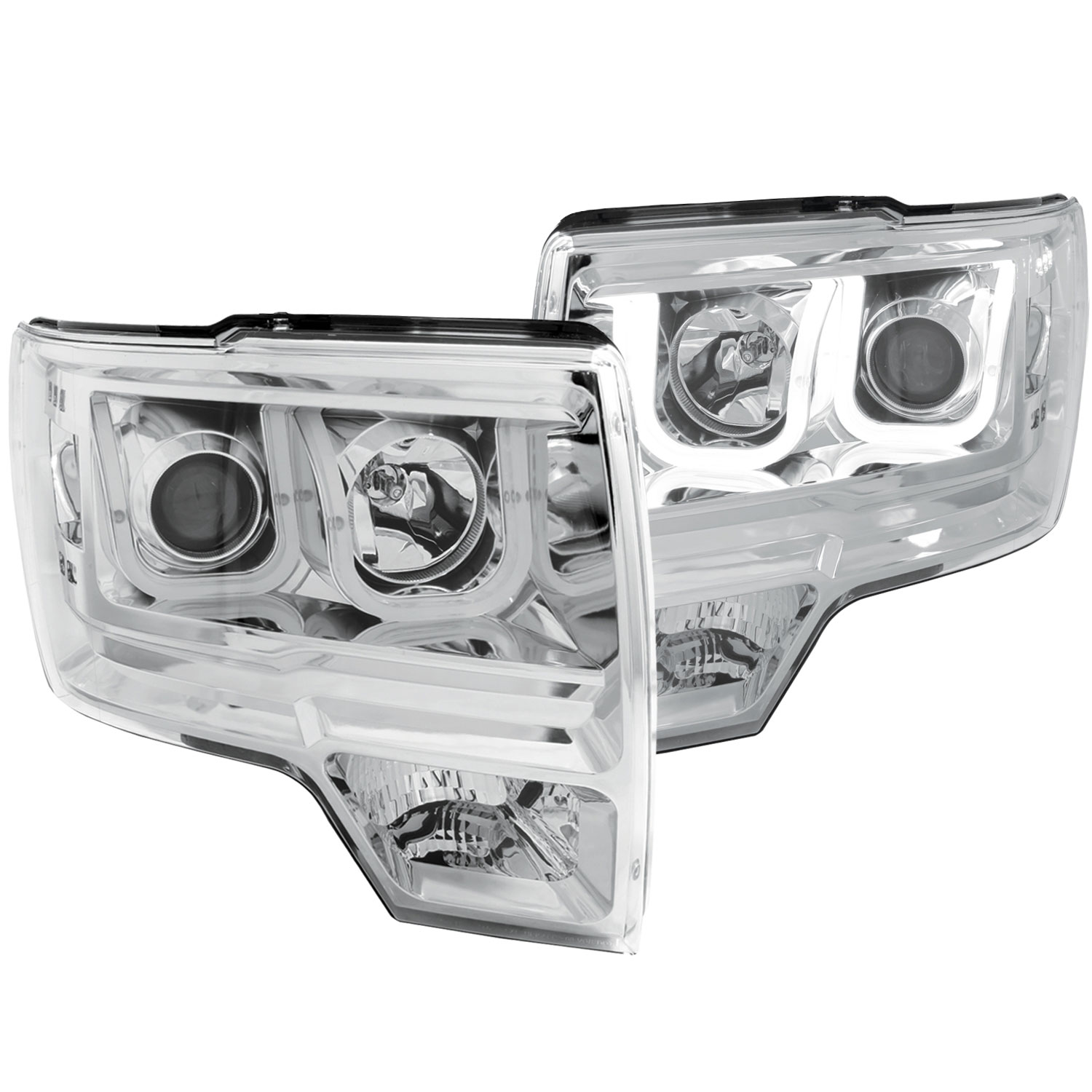 ANZO 111264 | USA Ford Raptor Projector Headlights W/ U-Bar Chrome; 2009-2014