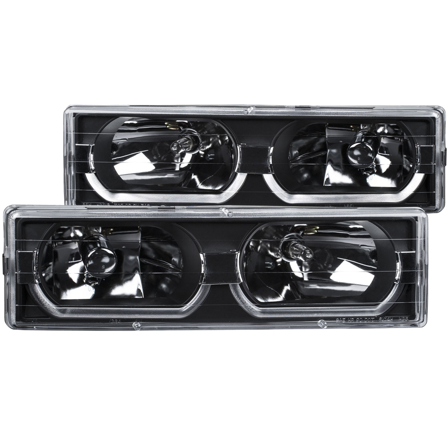 ANZO USA Chevrolet K1500 Crystal Headlights Black W/ Low Brow 111299