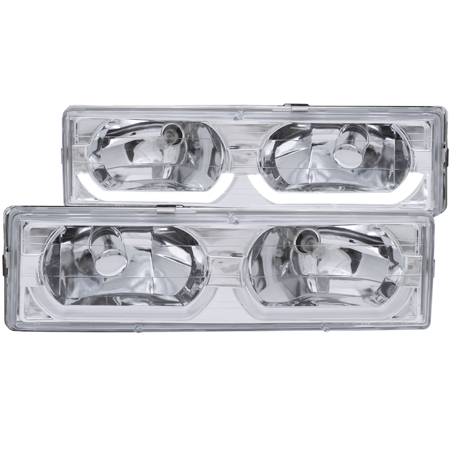 ANZO 111300 | USA Chevrolet C1500 Crystal Headlights Chrome W/ Low - Brow; 1988-1998