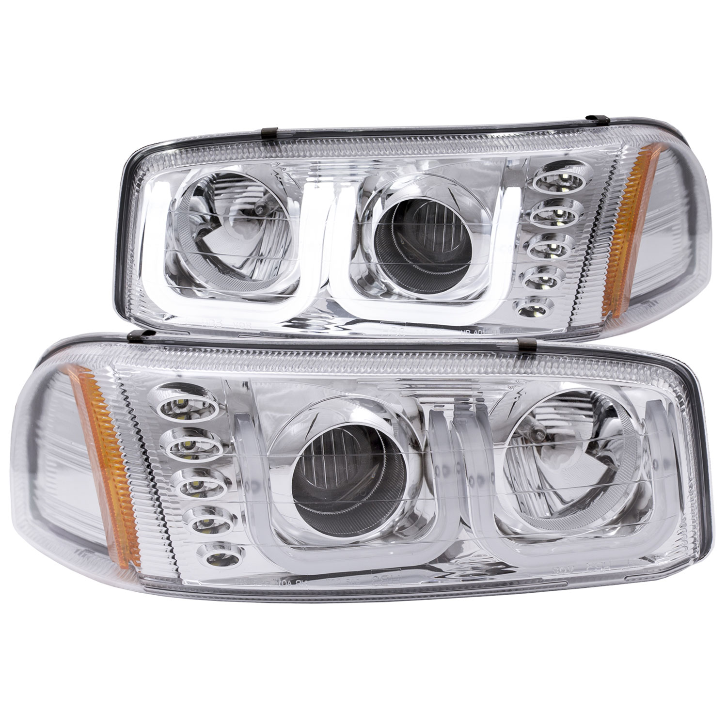 ANZO 111304 | USA GMC Sierra Projector Headlights W/ U-Bar Chrome; 1999-2006