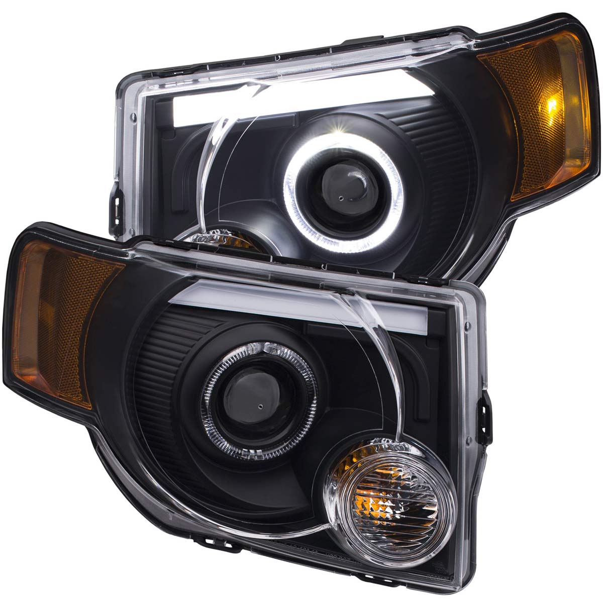 ANZO 111355 | USA Ford Escape Projector Headlights W/ Halo Black; 2008-2012