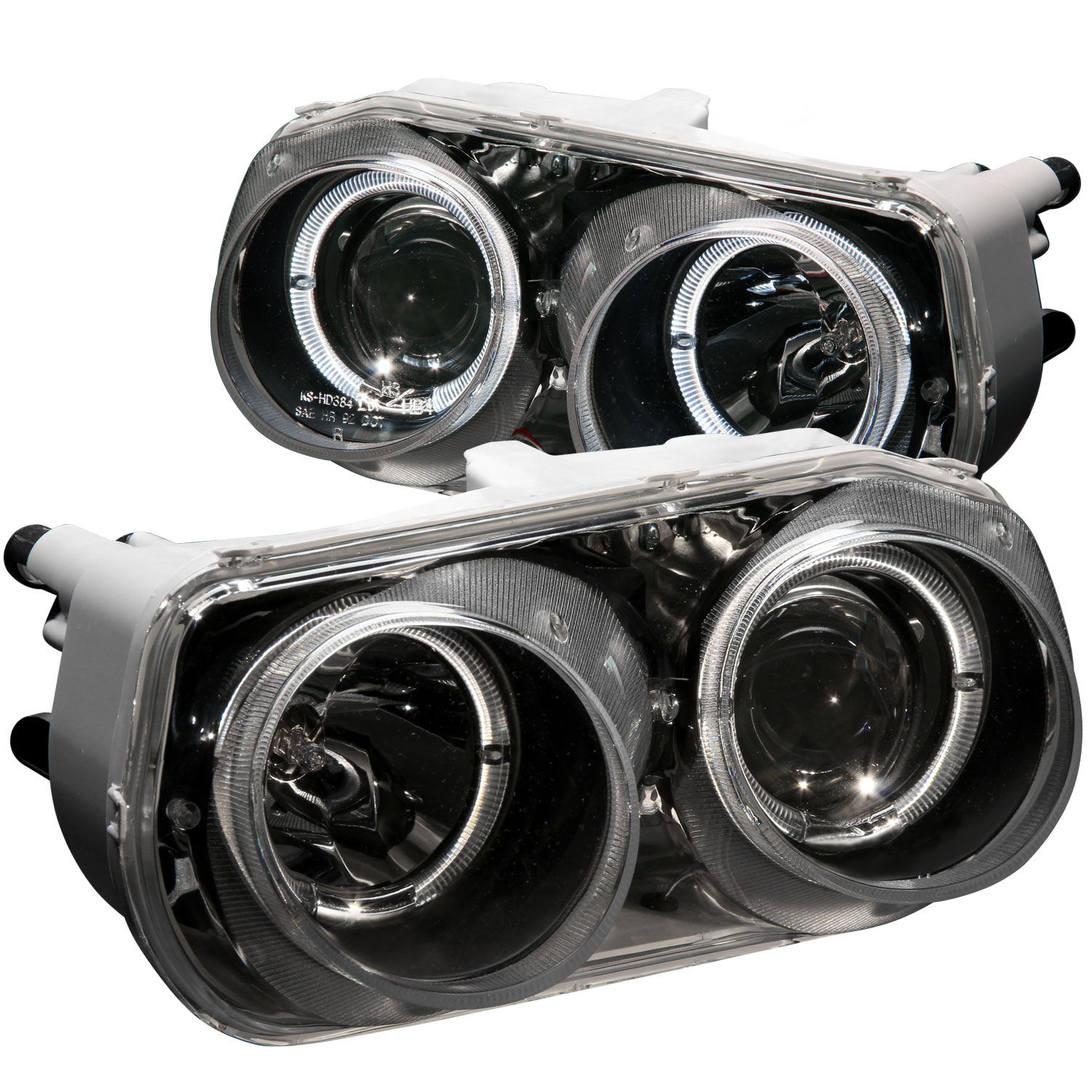 ANZO 121003 | USA Acura Integra Projector Headlights W/ Halo Black; 1994-1997