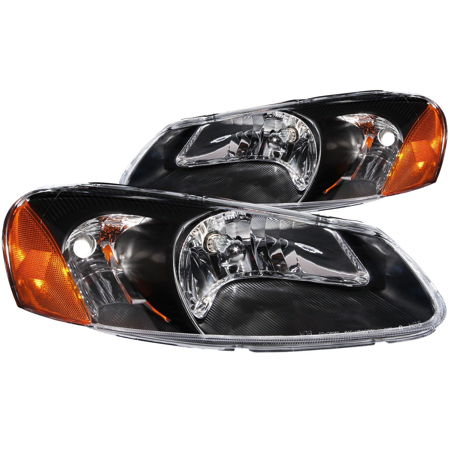 ANZO 121026 | USA Dodge Stratus 4dr Crystal Headlights Black; 2001-2004