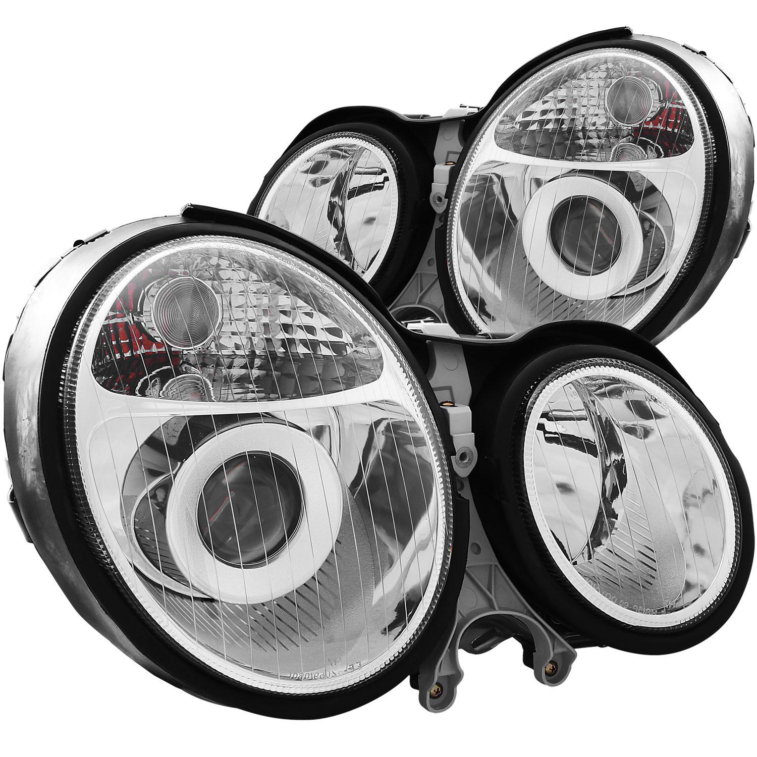 ANZO 121086 | USA Mercedes Benz E Class W210 Projector Headlights Chrome; 1999-2002