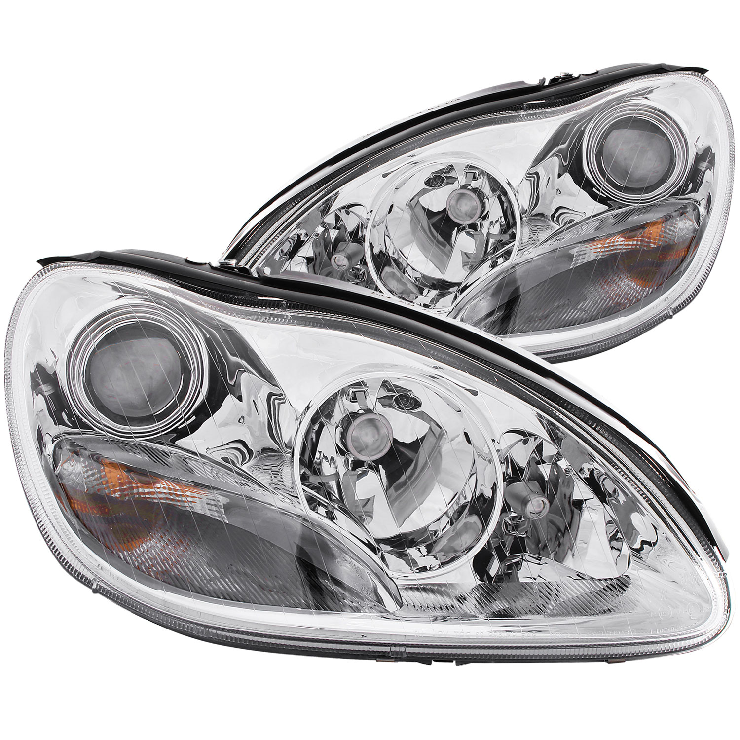 ANZO 121092 | USA Mercedes Benz S Class W220 Projector Headlights Chrome; 2000-2005