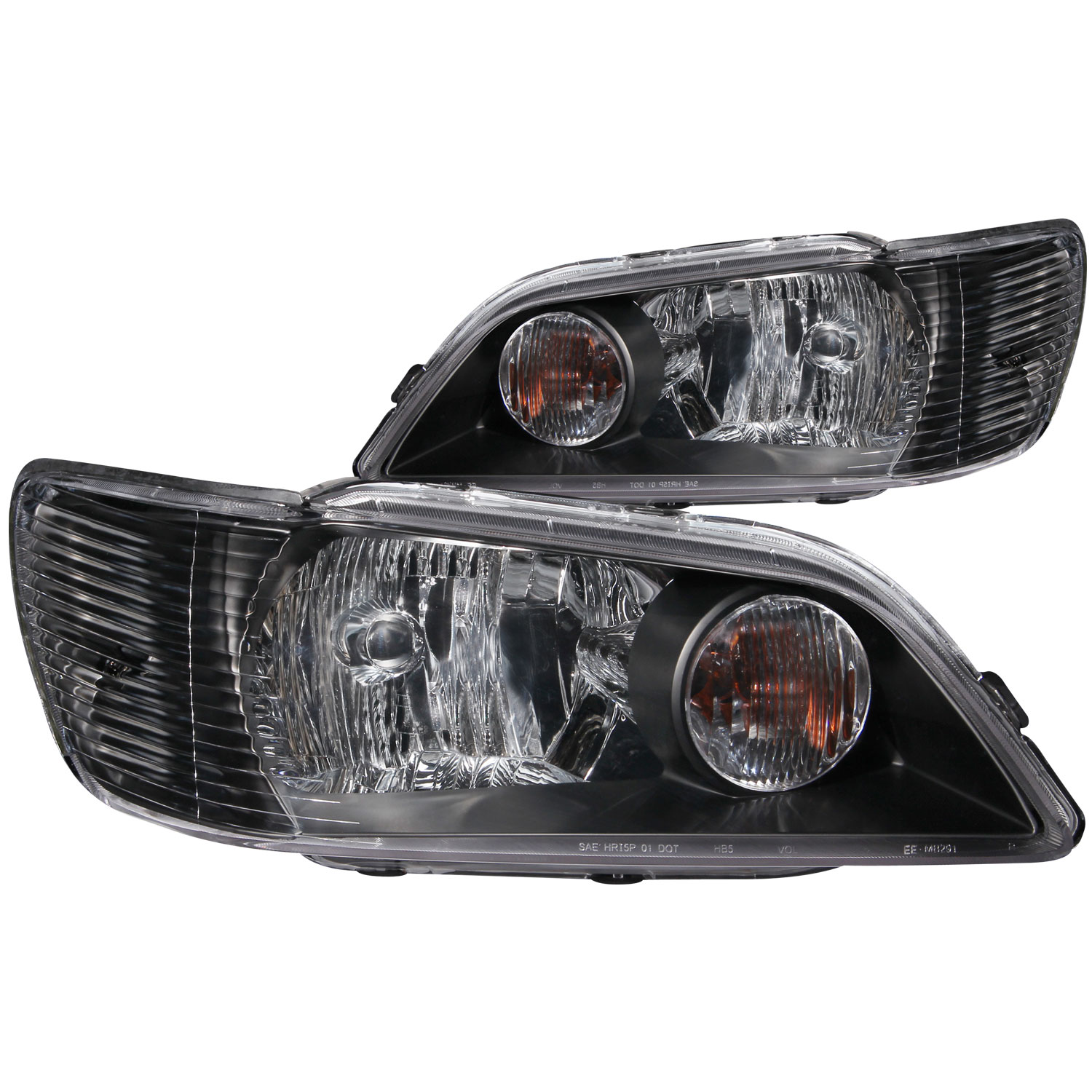 ANZO 121101 | USA Mitsubishi Lancer Not Evo Crystal Headlights Black; 2002-2003