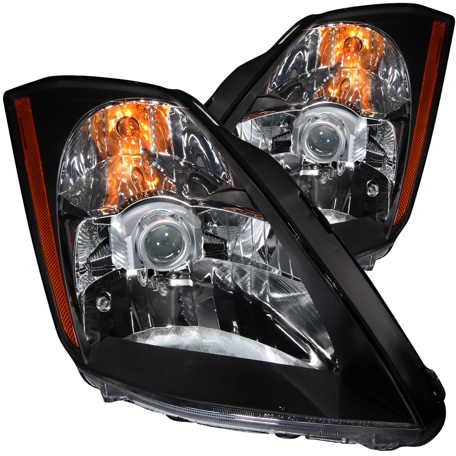 ANZO 121108 | USA Nissan 350z Crystal Headlights Black; 2003-2005