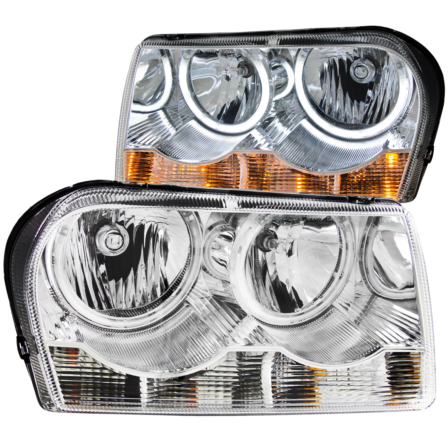 ANZO 121137 | USA Chrysler 300 Crystal Headlights W/ Halo Chrome (Ccfl); 2005-2010