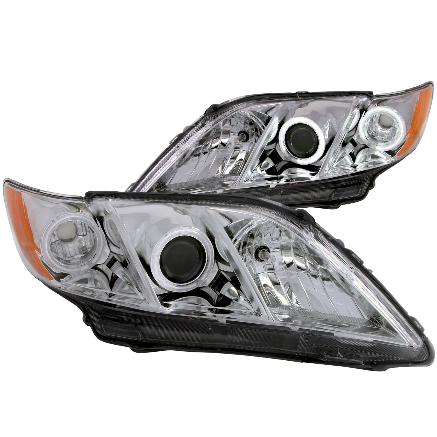 ANZO 121180 | USA Toyota Camry Projector Headlights W/ Halo Chrome; 2007-2009