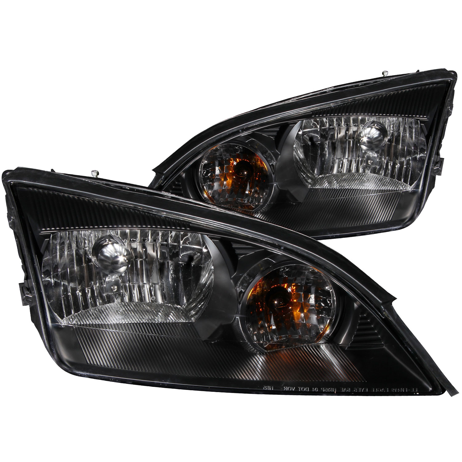 ANZO 121229 | USA Ford Focus, Zx3, Zx4, Zx5 Crystal Headlights Black; 2005-2007