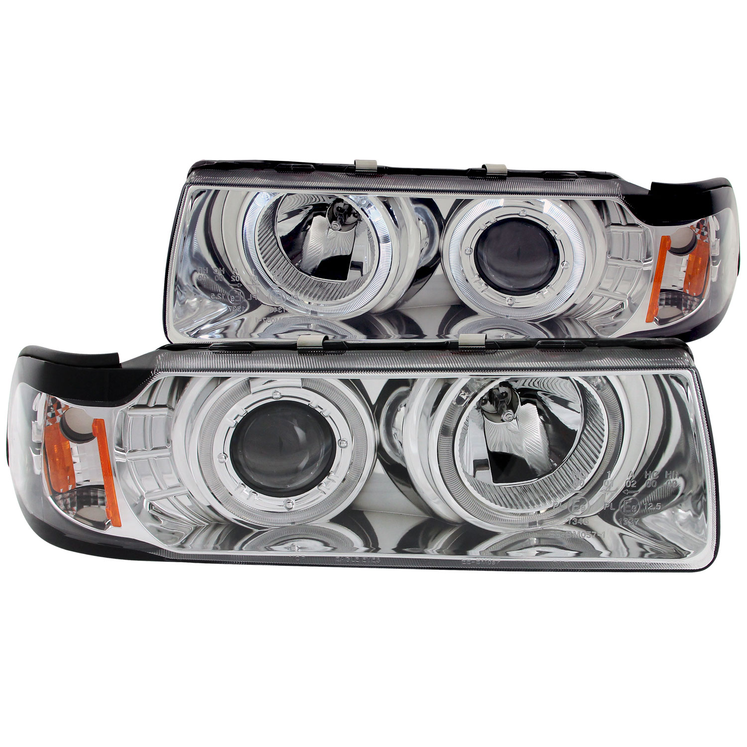 ANZO 121326 | USA Bmw 3 Series E36 4dr Projector Headlights W/ Halo Chrome G2 1 Pc; 1992-1998