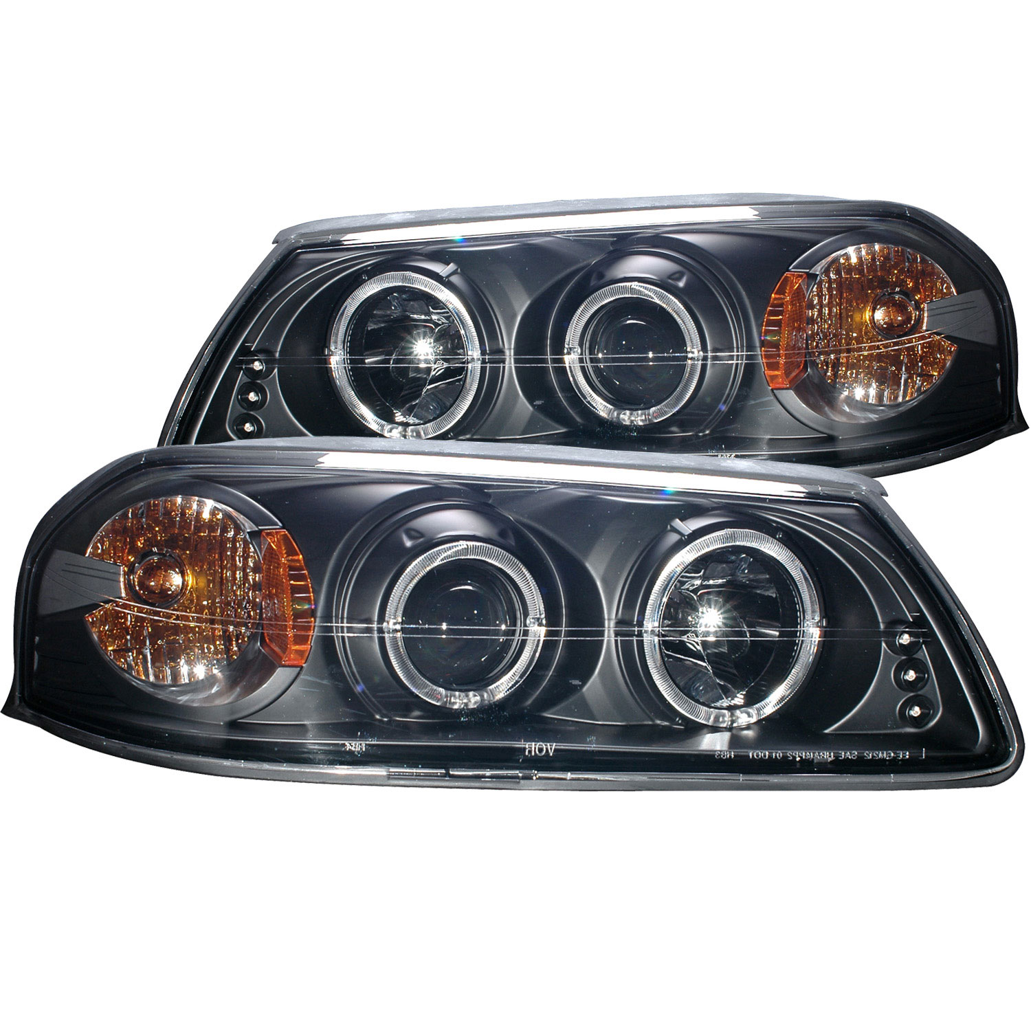 ANZO 121339 | USA Chevrolet Impala Projector Headlights W/ Halo Black; 2000-2005