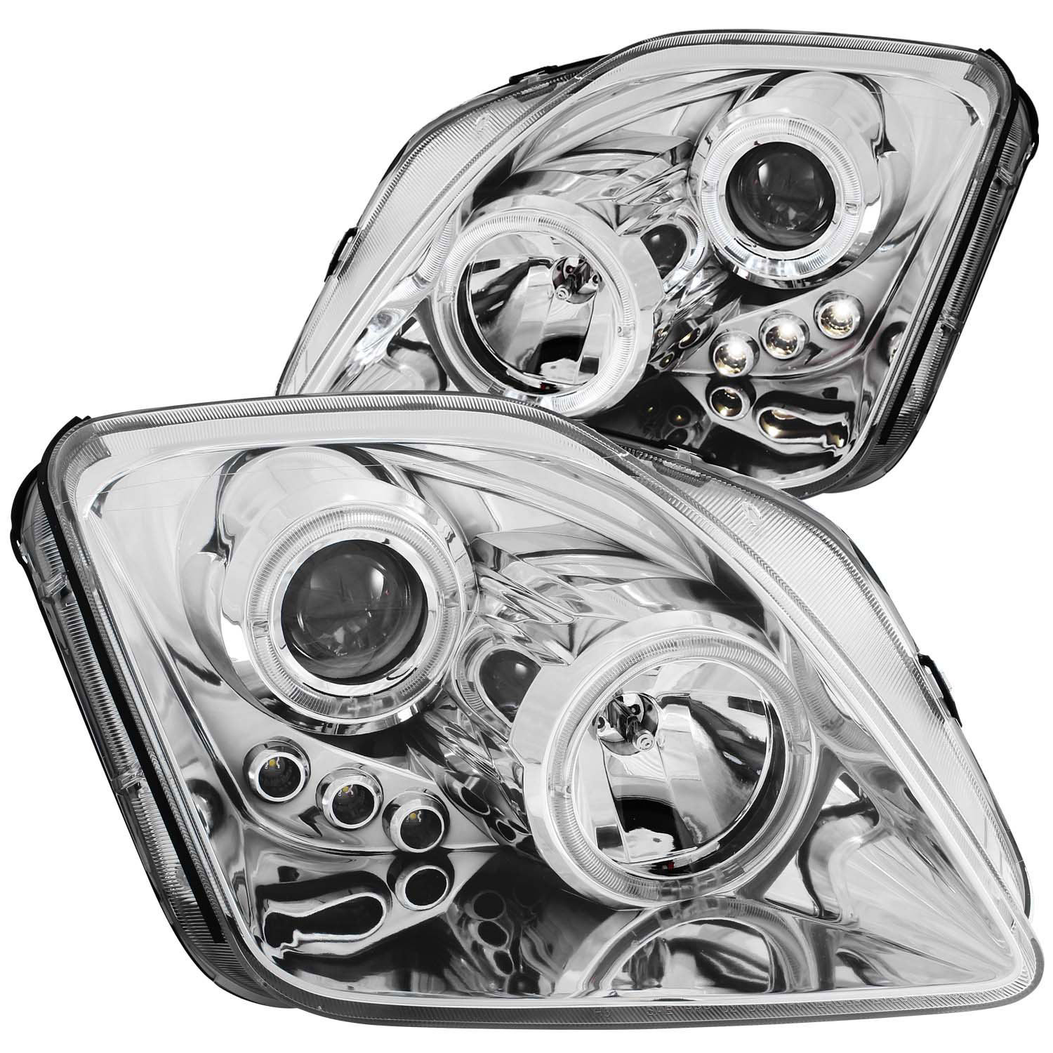 ANZO 121342 | USA Honda Prelude Projector Headlights W/ Halo Chrome W/ Led; 1997-2001