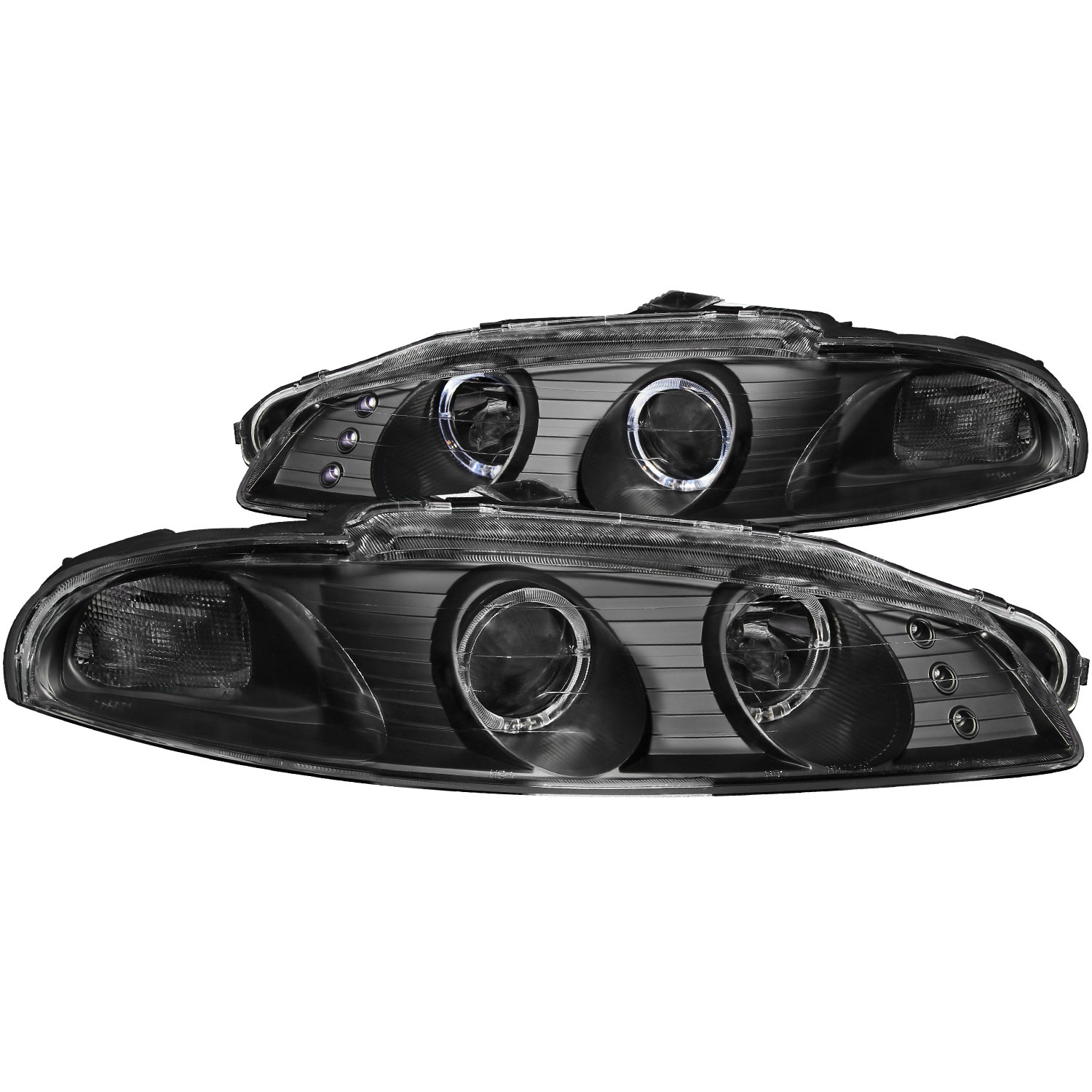 ANZO 121365 | USA Mitsubishi Eclipse Projector Headlights W/ Halo Black G2; 1997-1999