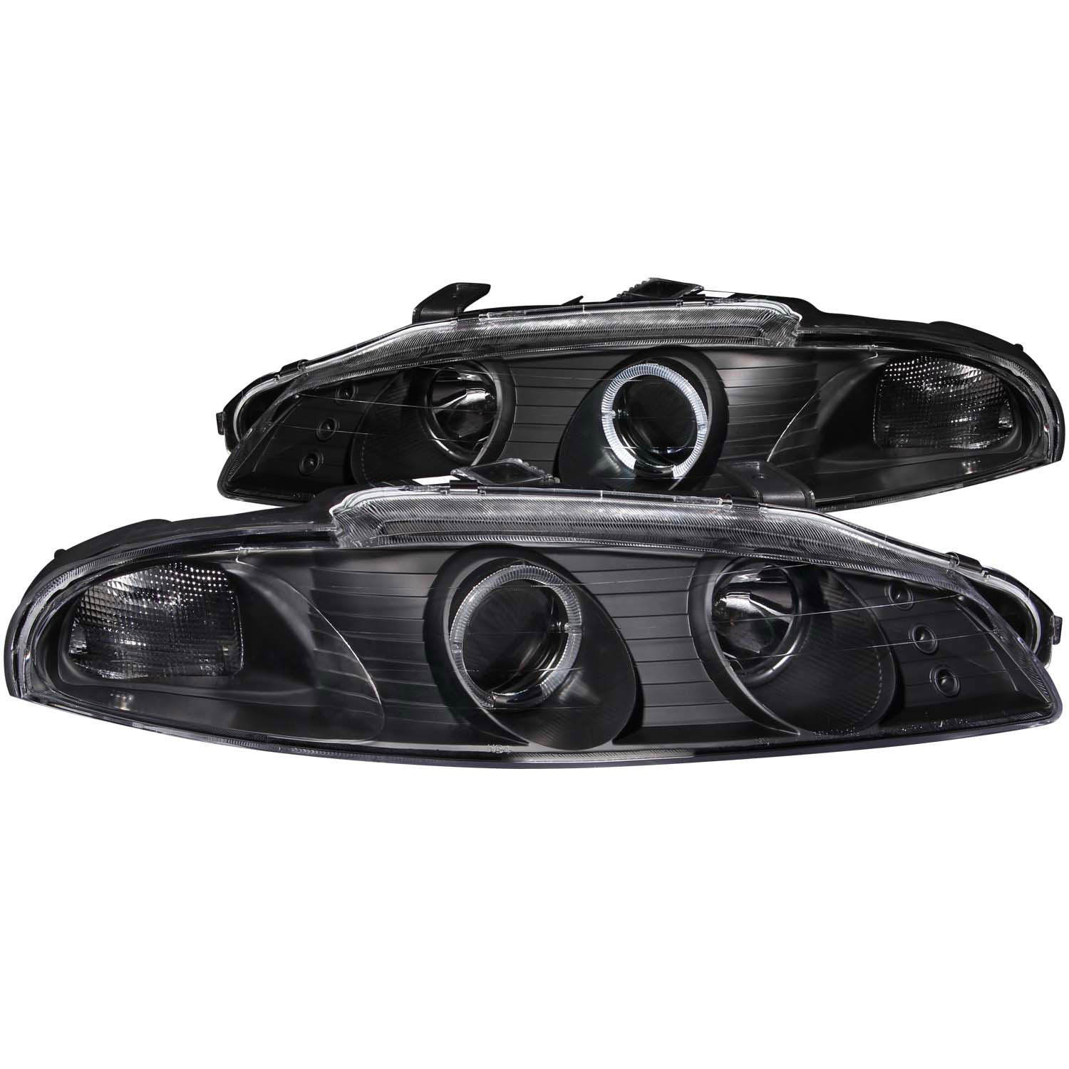 ANZO 121377 | USA Mitsubishi Eclipse Projector Headlights W/ Halo Black G2; 1997-1999