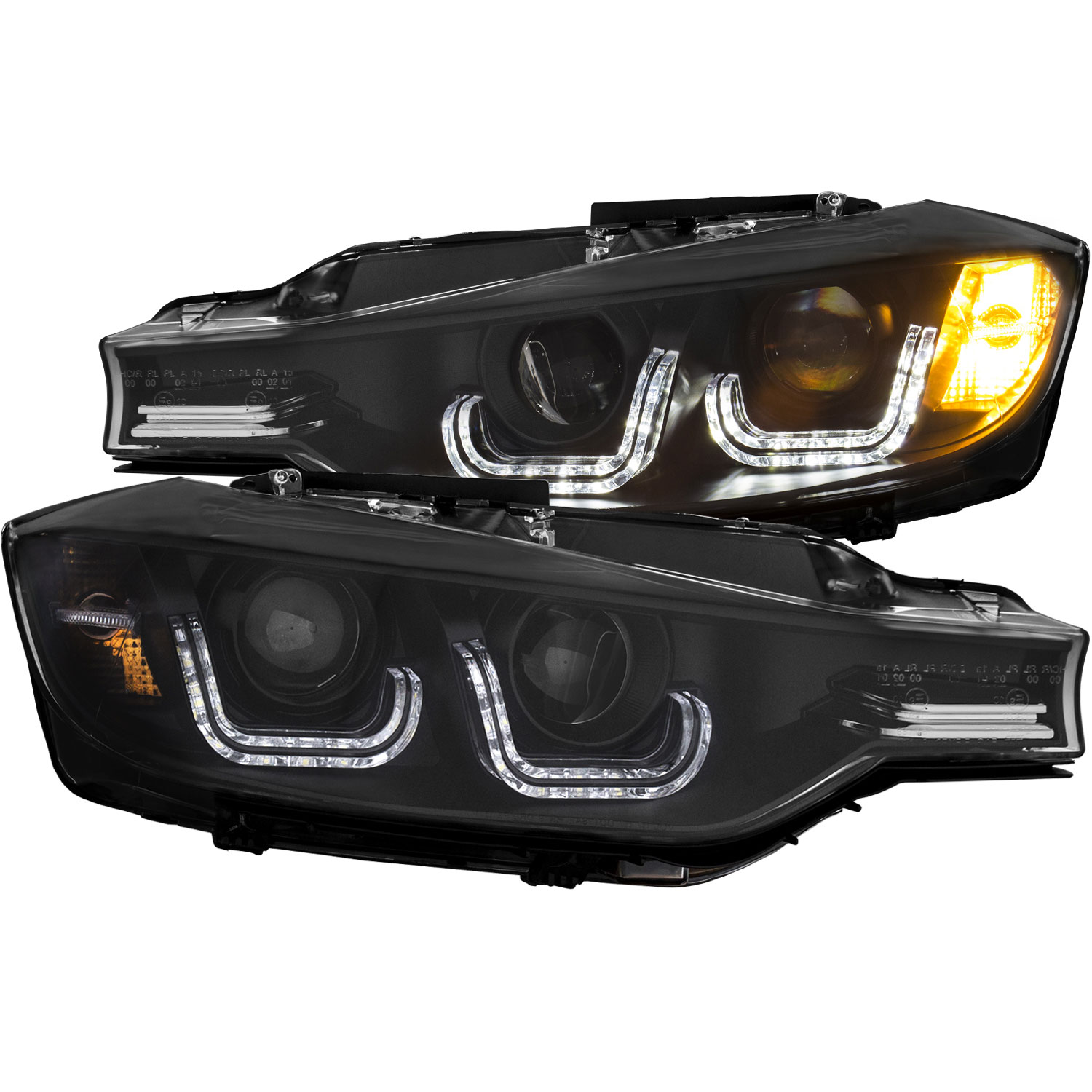 ANZO 121506 | USA Bmw 3 Series F30 Projector Headlights W/ U-Bar Black (Hid Compatible); 2012-2015