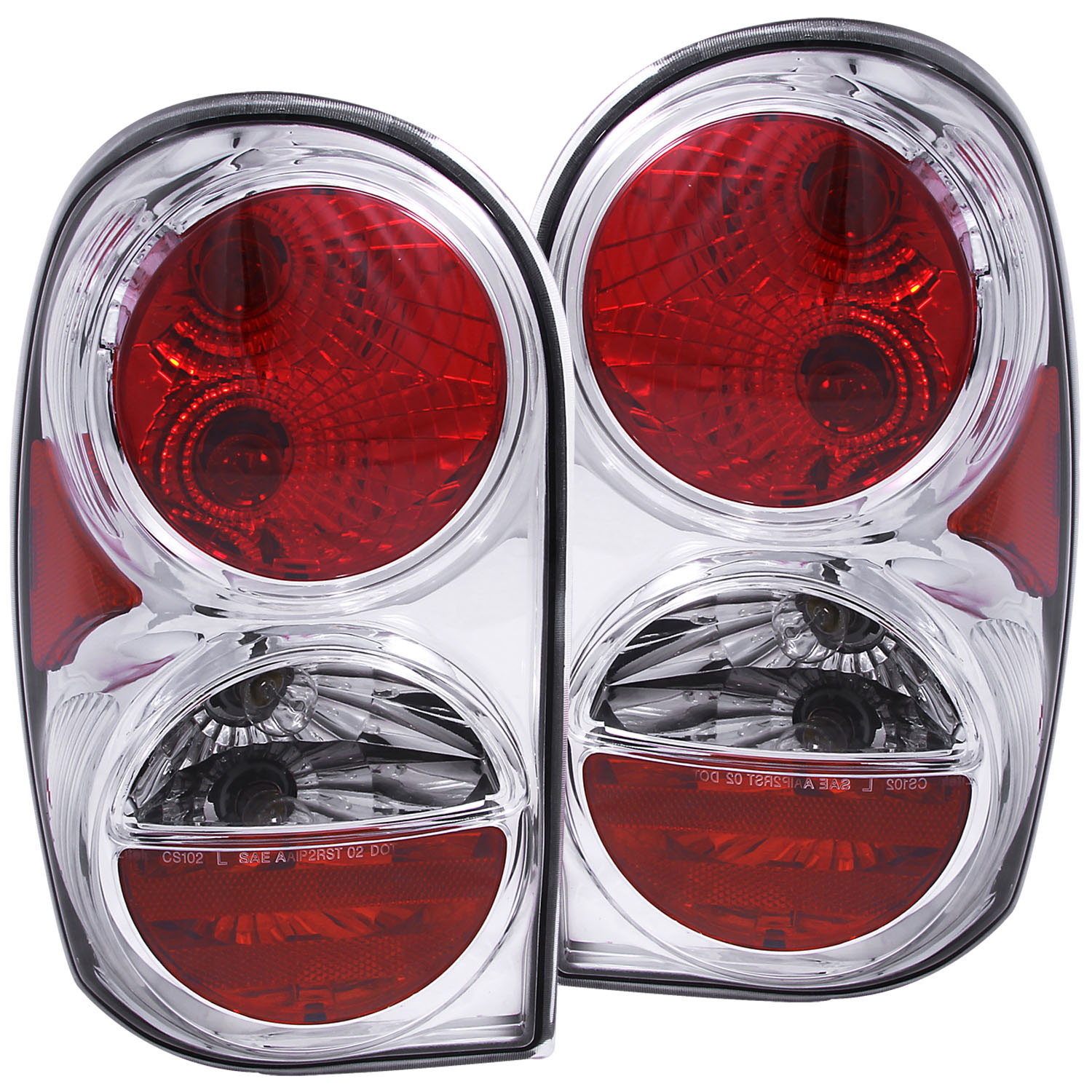 ANZO 211106 | USA Jeep Liberty Taillights Chrome; 2002-2007