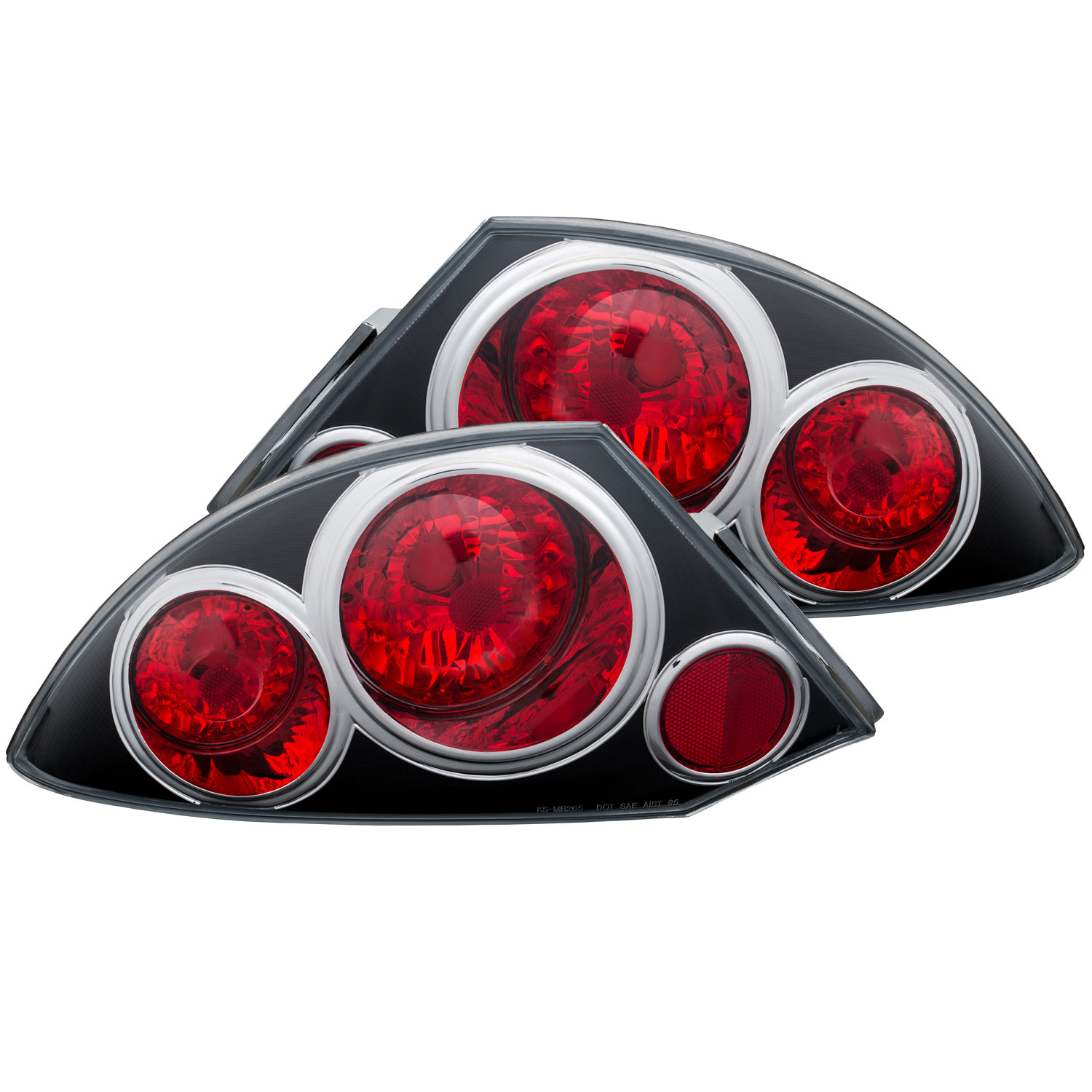 ANZO 221081 | USA Mitsubishi Eclipse Taillights Black; 2000-2005