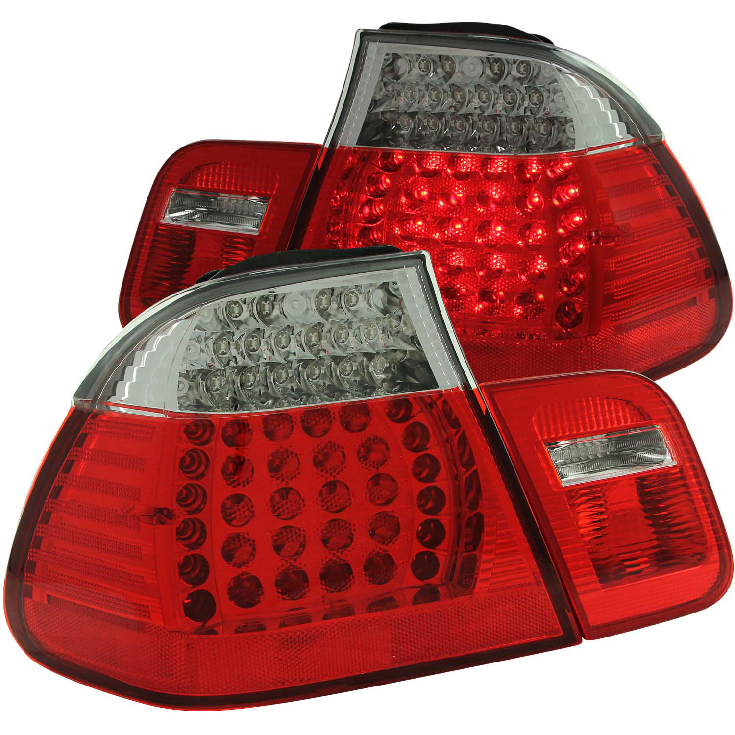 ANZO 321004 | USA Bmw 3 Series E46 4dr Led Taillights Red/Clear 4pc; 1999-2001