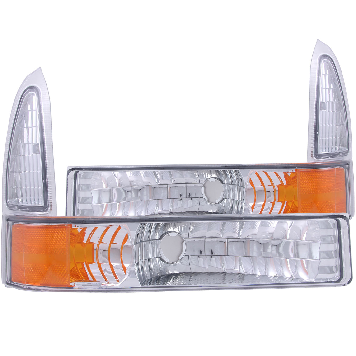 ANZO 511039 | USA Ford Excursion Euro Parking Lights Chrome W/ Amber Reflector; 2000-2004